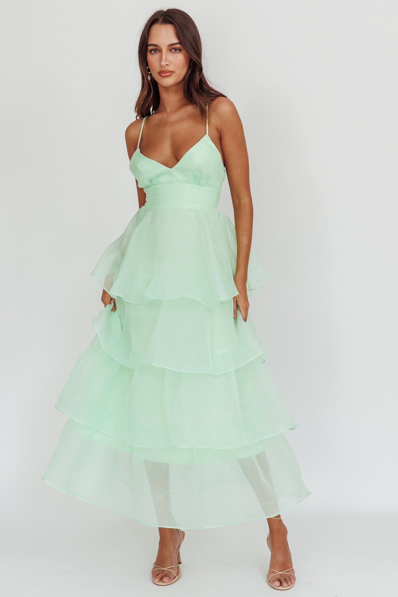 Made For You Tiered Ruffle Midi Dress Mint - XL Made For You Tiered Ruffle Midi Dress Mint - XL