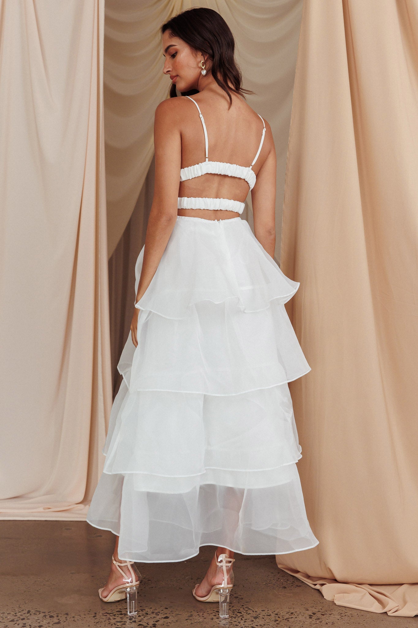 Made For You Tiered Ruffle Midi Dress White XL Made For You Tiered Ruffle Midi Dress White XL
