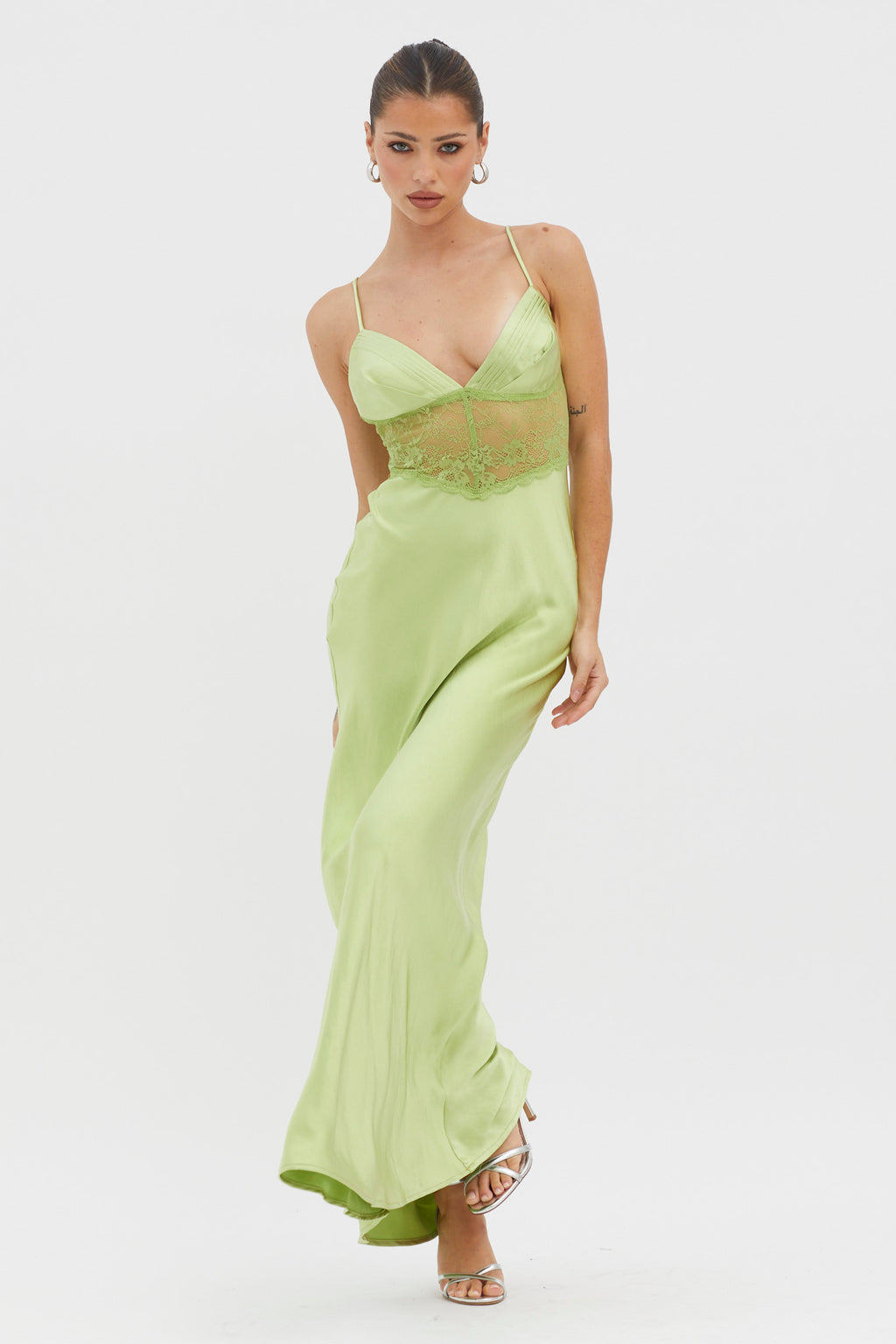 Kinzie Lace Waist Maxi Dress Apple by Selfie Leslie