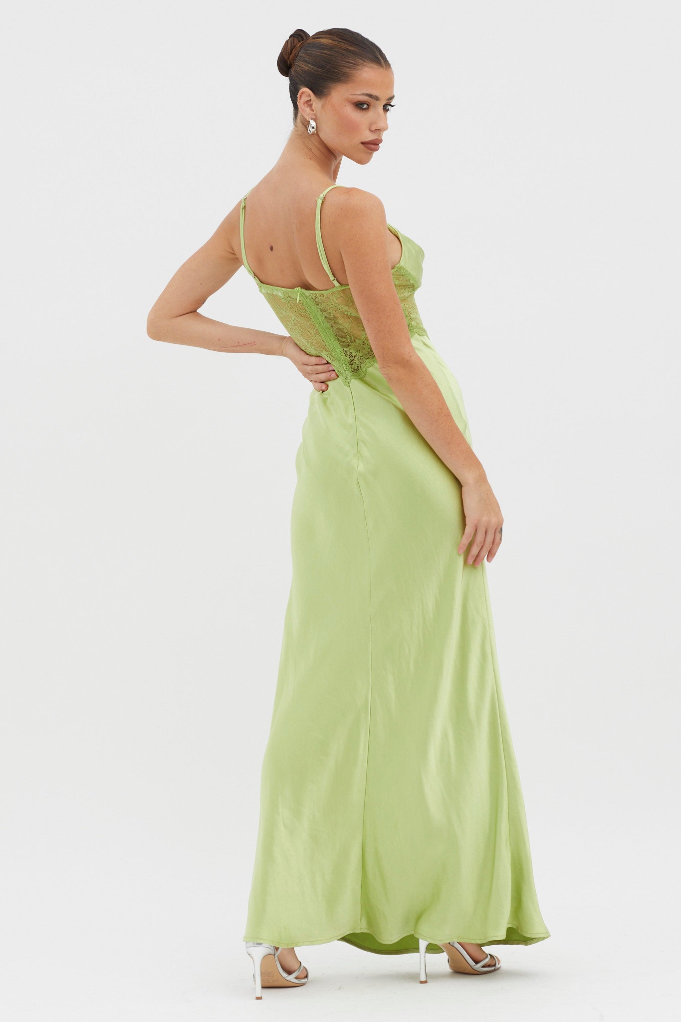 Kinzie Lace Waist Maxi Dress Apple by Selfie Leslie