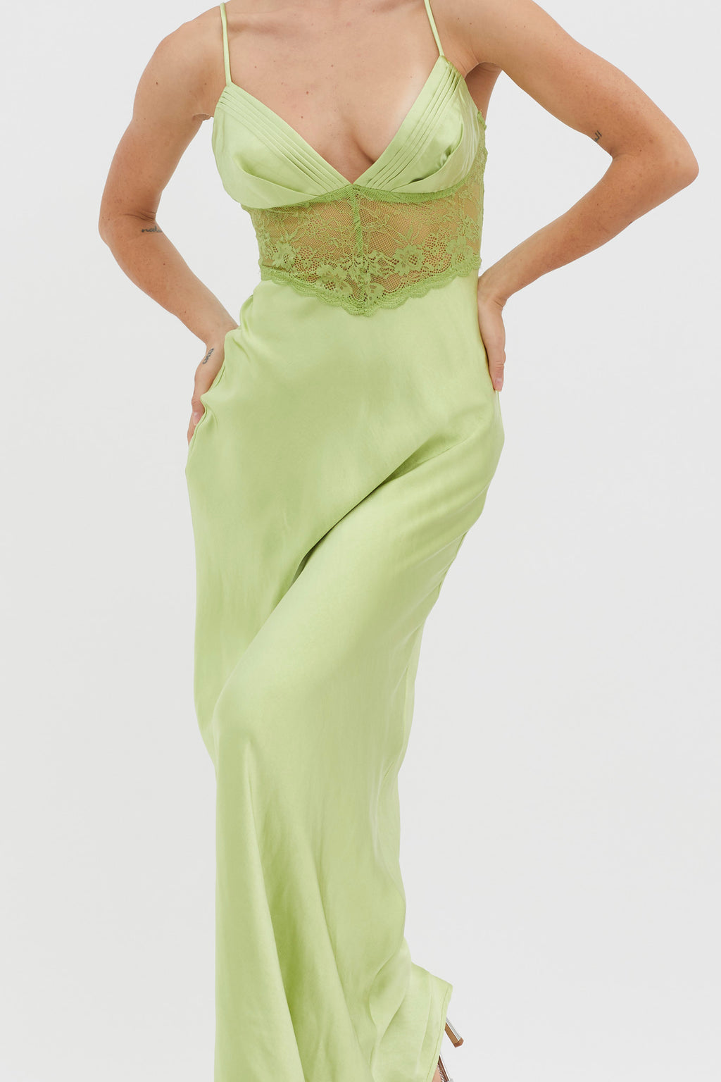 Kinzie Lace Waist Maxi Dress Apple by Selfie Leslie