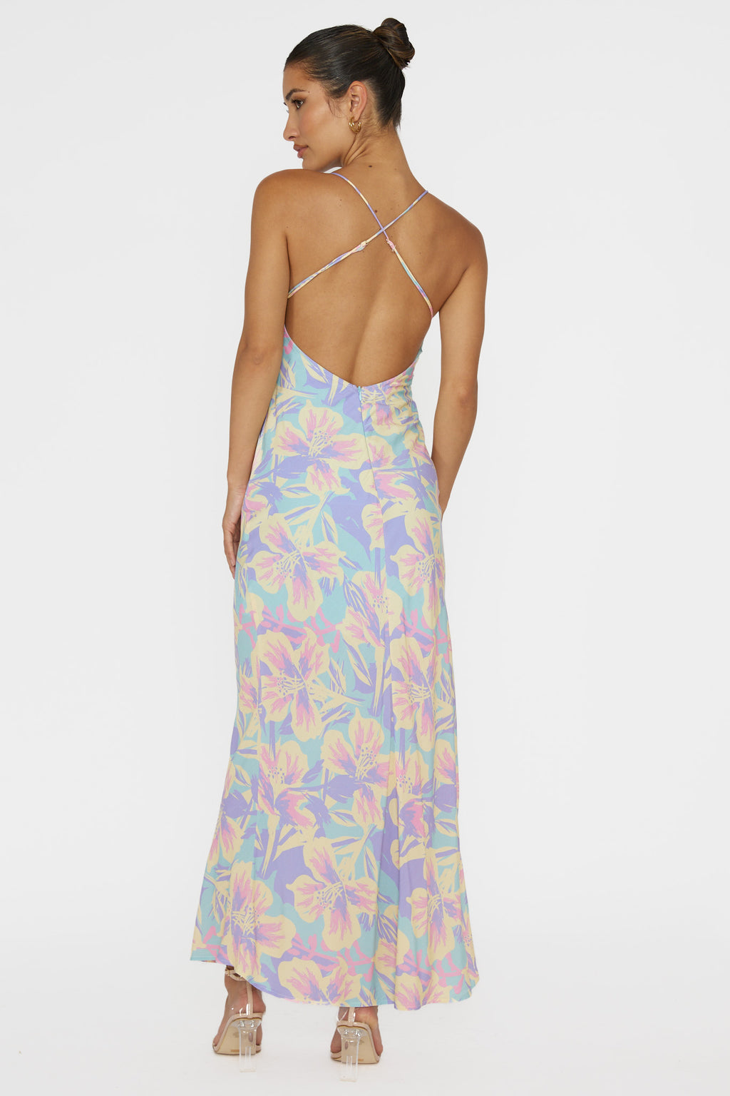 Libby Scoop Back Maxi Dress Floral Blue by Selfie Leslie