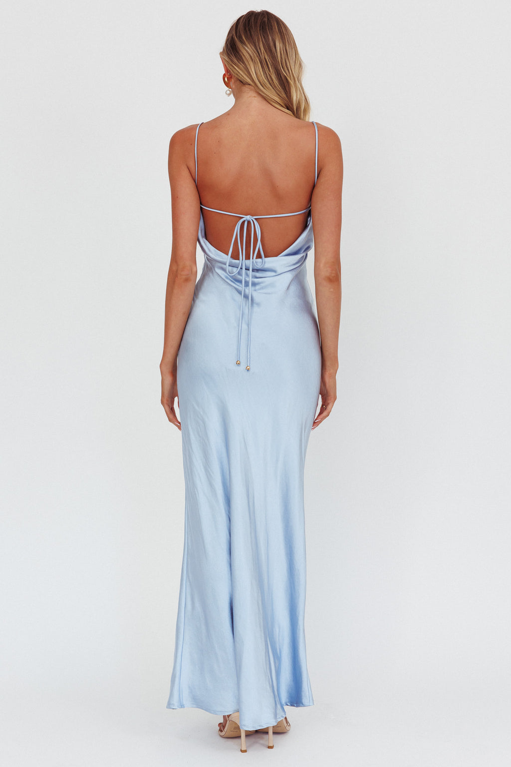 High Roller Cowl Back Rosette Maxi Dress Blue by Selfie Leslie