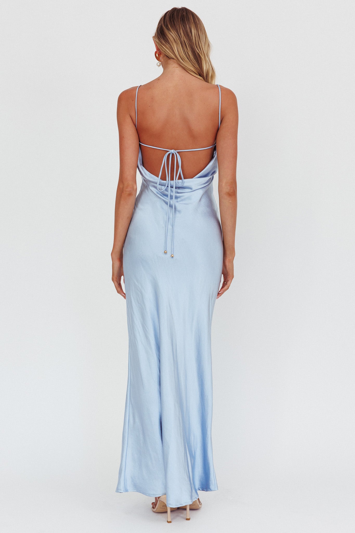 High Roller Cowl Back Rosette Maxi Dress Blue by Selfie Leslie