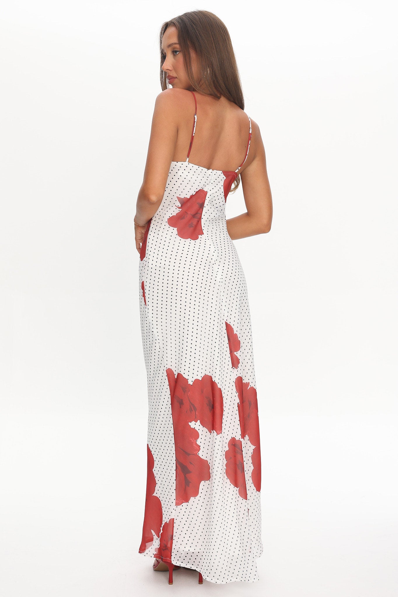 High Roller Rosette Maxi Dress Print White by Selfie Leslie