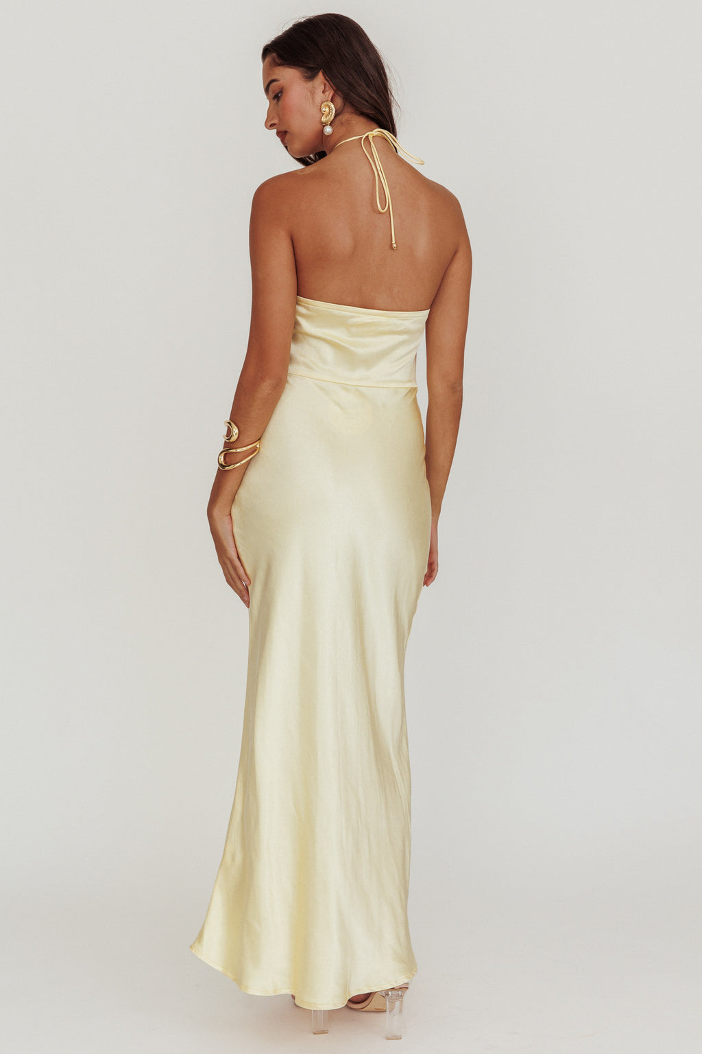 High Roller Flower Decoration Halter Dress Butter by Selfie Leslie