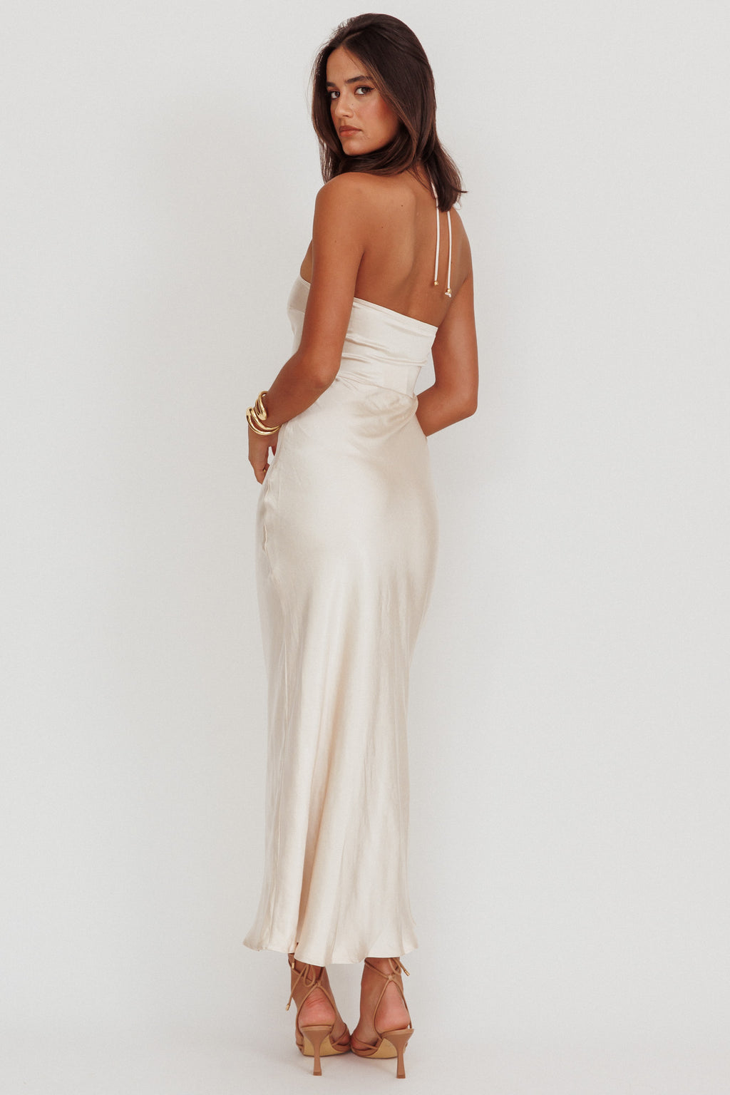 limosina halter maxi dress champagne Limosina Halter Maxi Dress | Champagne | Womens