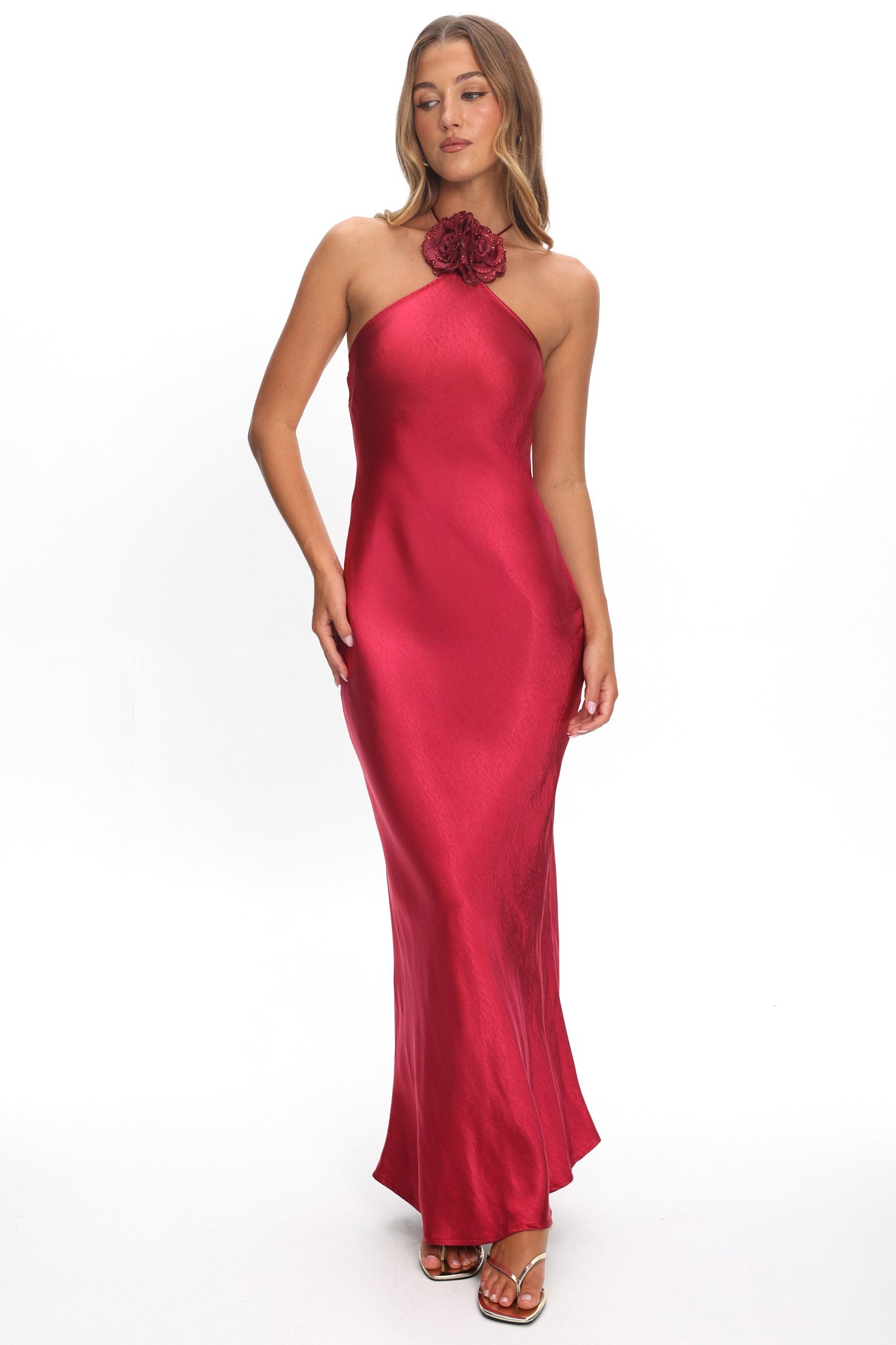 flower satin halter dress Black and Red Multi Floral Satin Halter Midi Dress | Womens | Small (Available in M, L) | 100% Polyester | Lulus