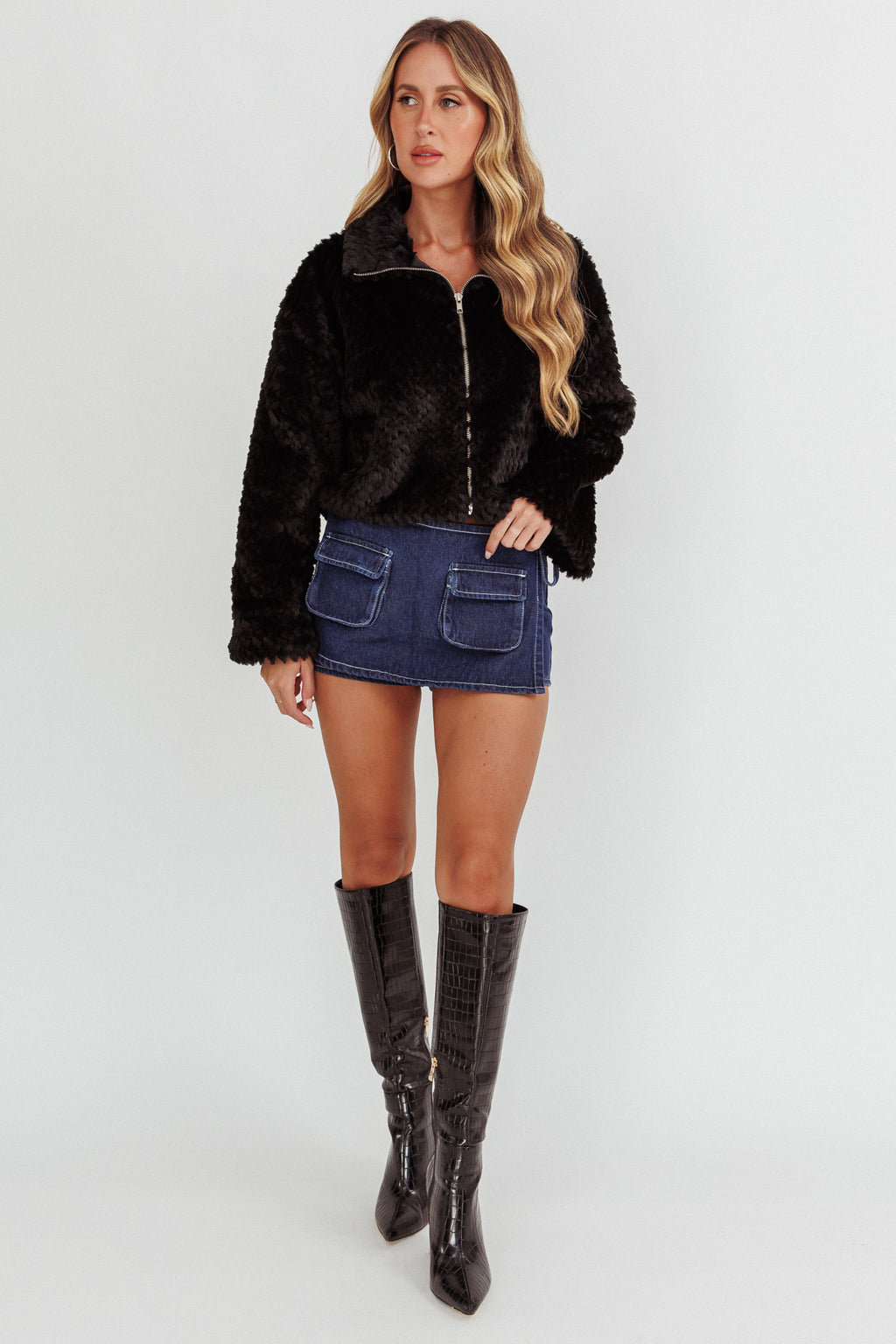 Margeaux Faux Fur Jacket Black by Selfie Leslie