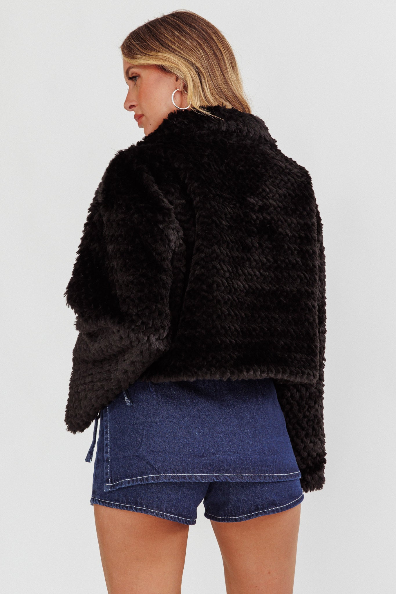 Margeaux Faux Fur Jacket Black by Selfie Leslie