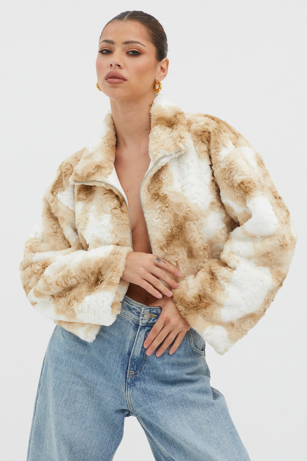 Margeaux Faux Fur Jacket Coffee by Selfie Leslie