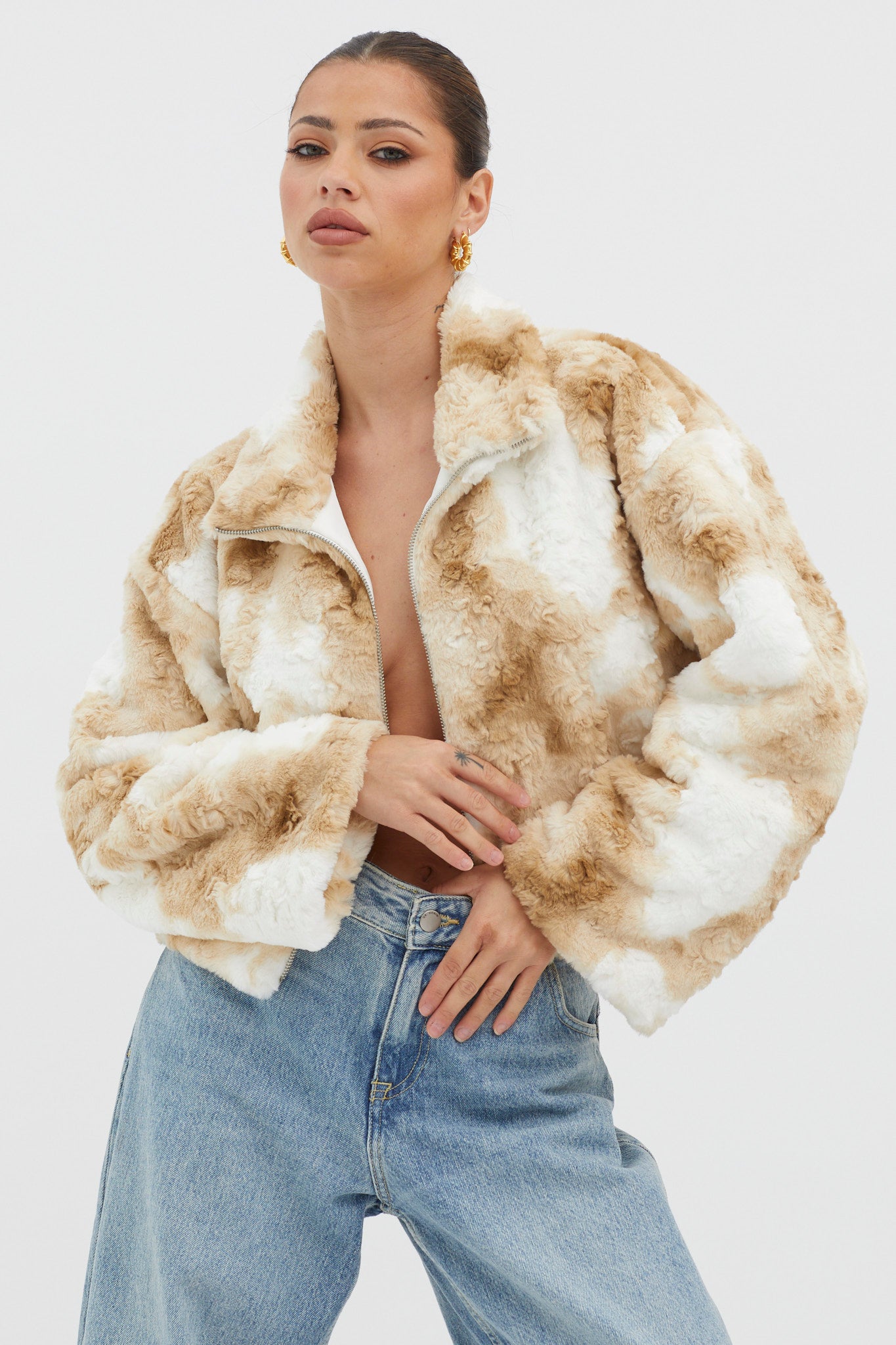 Margeaux Faux Fur Jacket Coffee by Selfie Leslie