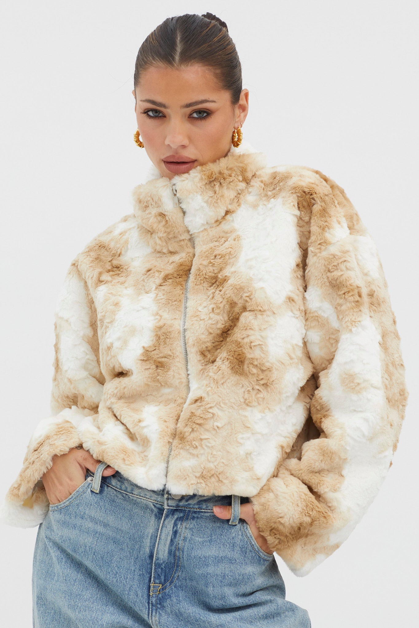 Margeaux Faux Fur Jacket Coffee by Selfie Leslie