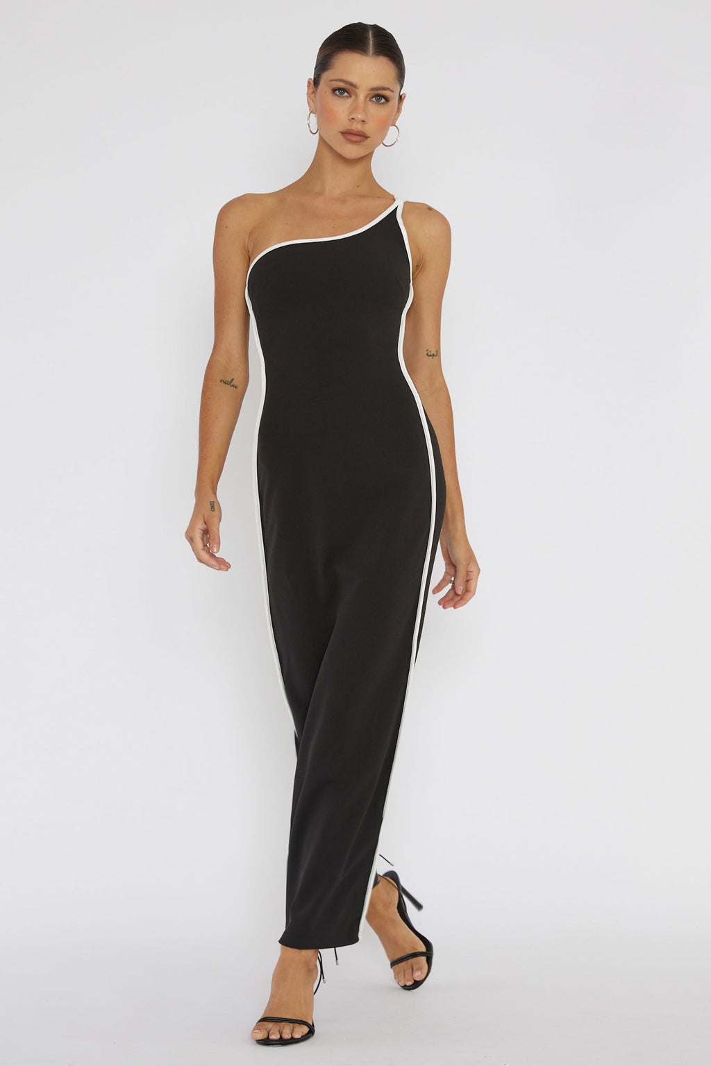 Brandee One-Shoulder Laced Back Dress Black by Selfie Leslie