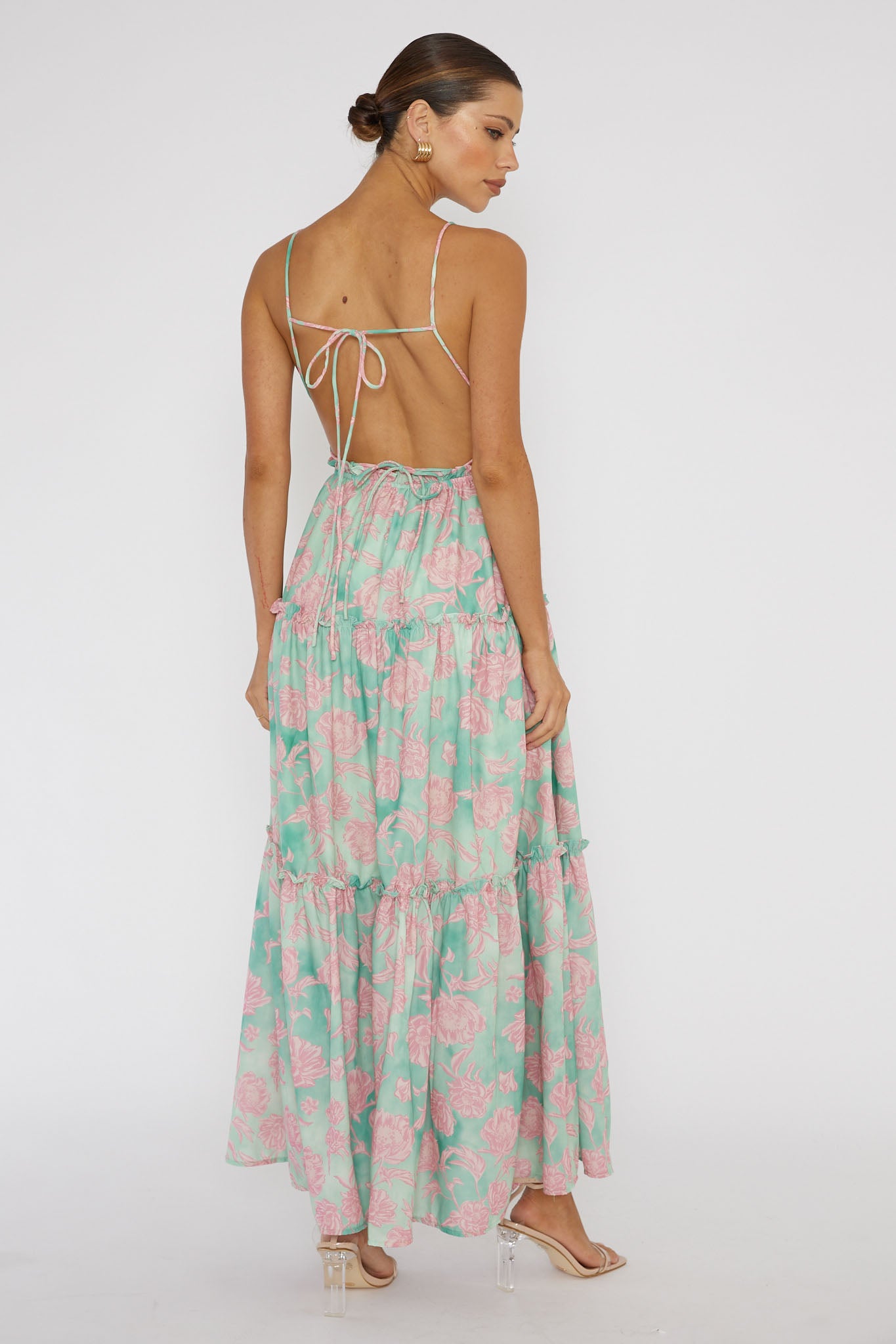 Candid Shot Open Back Midi Dress Floral Pink by Selfie Leslie