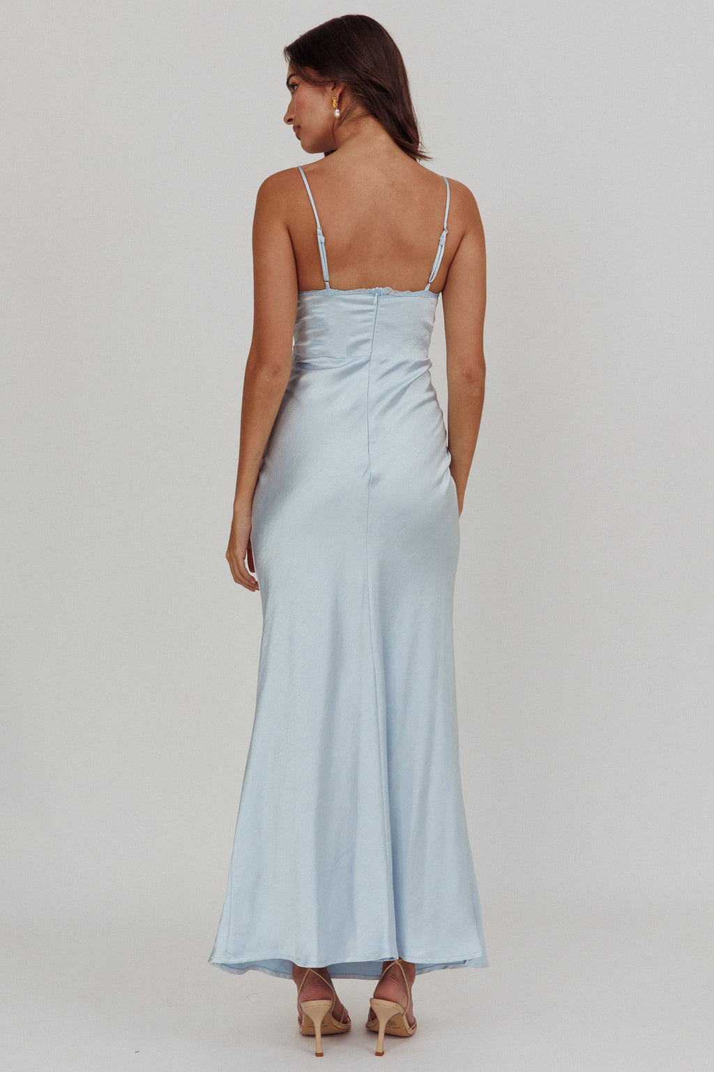 Her theory Lace Trim Maxi Dress Steel Blue by Selfie Leslie