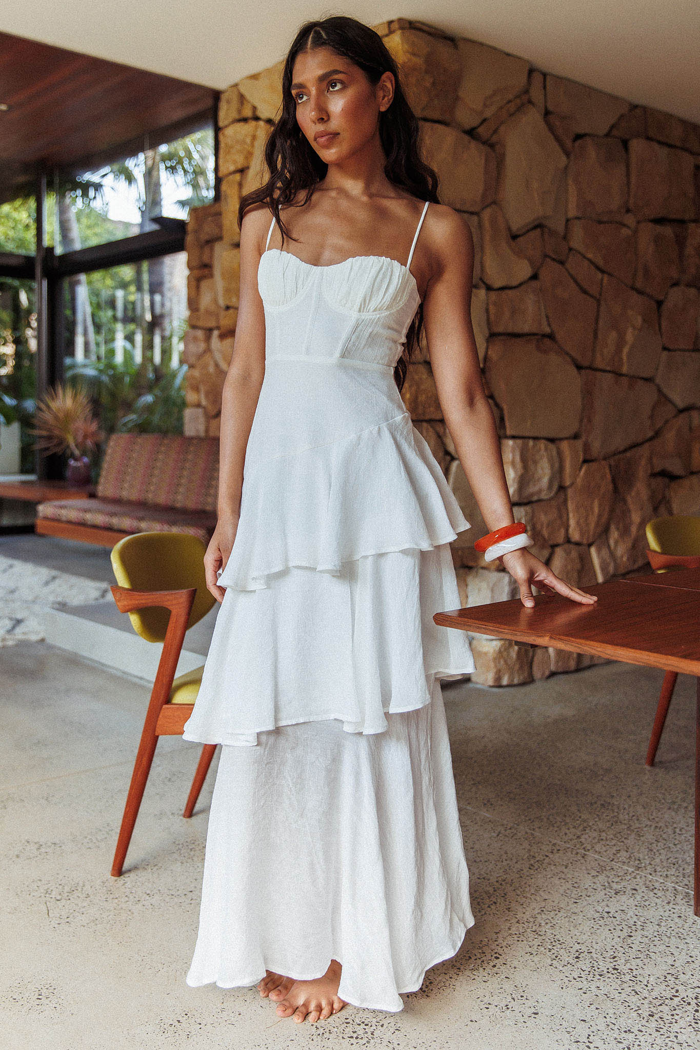 Madrid Tiered Ruffle Maxi Dress White Madrid Tiered Ruffle Maxi Dress White