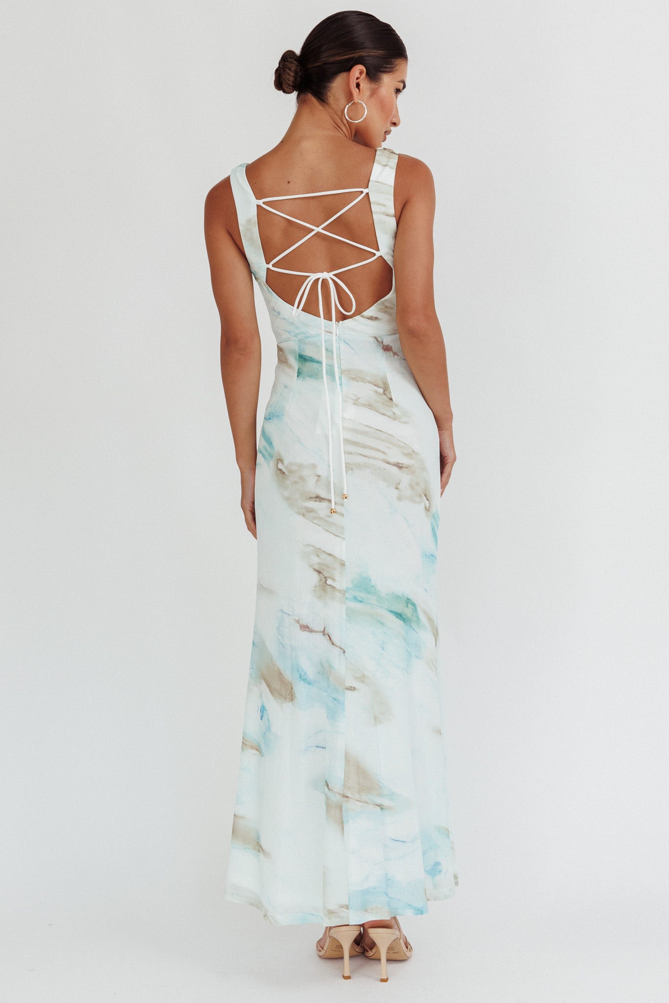 Jovelle Strappy Back Maxi Dress Marble Blue by Selfie Leslie