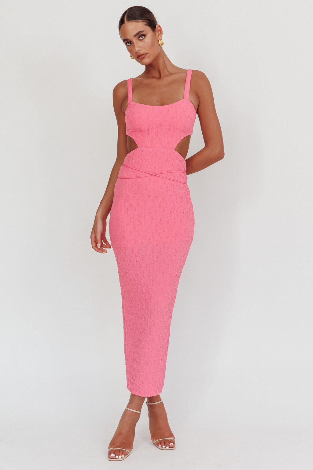 Piera Cut-Out Waist Maxi Dress Hot Pink - L Piera Cut-Out Waist Maxi Dress Hot Pink - L