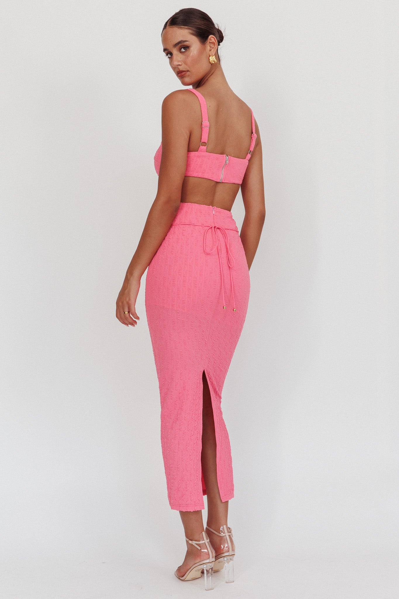 Piera Cut-Out Waist Maxi Dress Hot Pink - L Piera Cut-Out Waist Maxi Dress Hot Pink - L