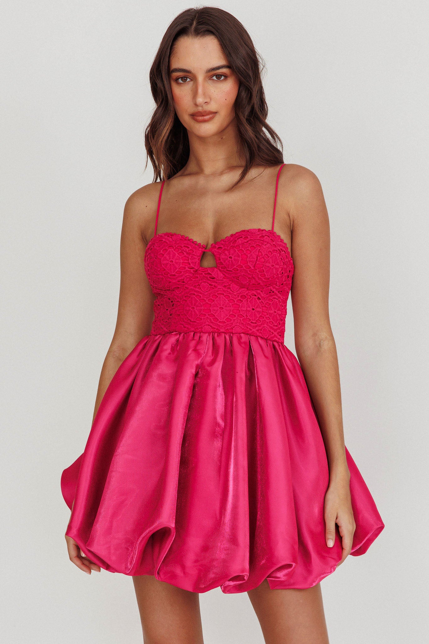 Lucia Bubble Skirt Mini Dress Hot Pink by Selfie Leslie
