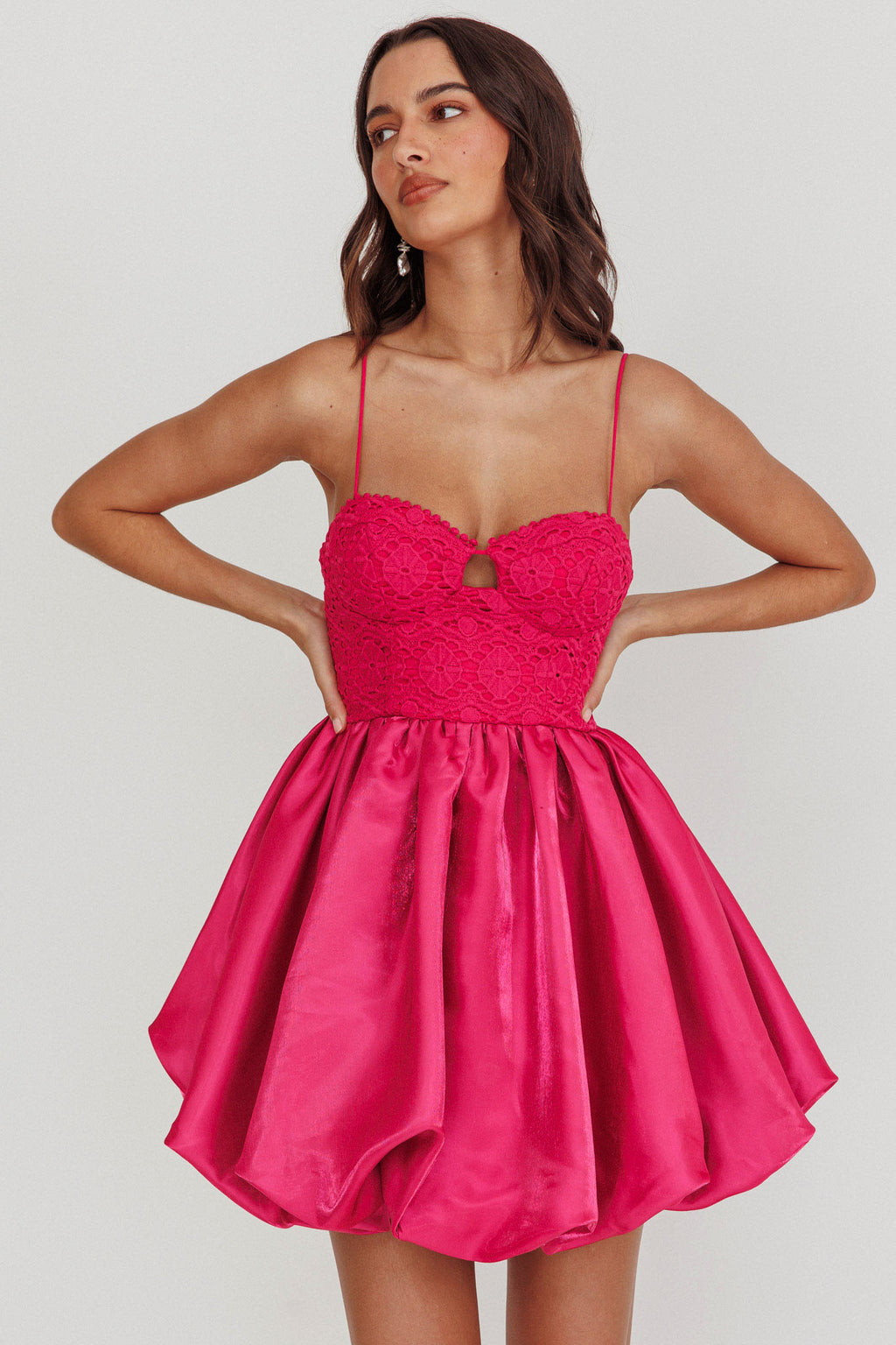 Lucia Bubble Skirt Mini Dress Hot Pink by Selfie Leslie