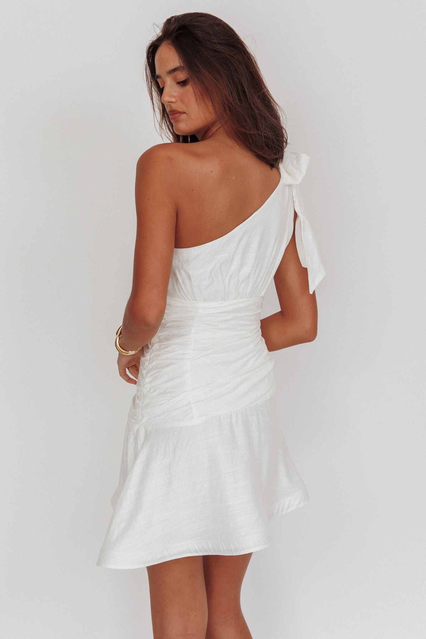 Kenny One Shoulder MIni Dress White by Selfie Leslie