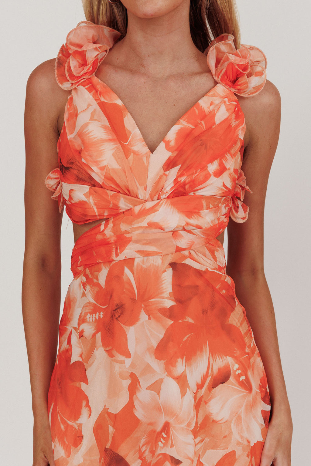 Madara Lace-Up Back Maxi Dress Orange by Selfie Leslie