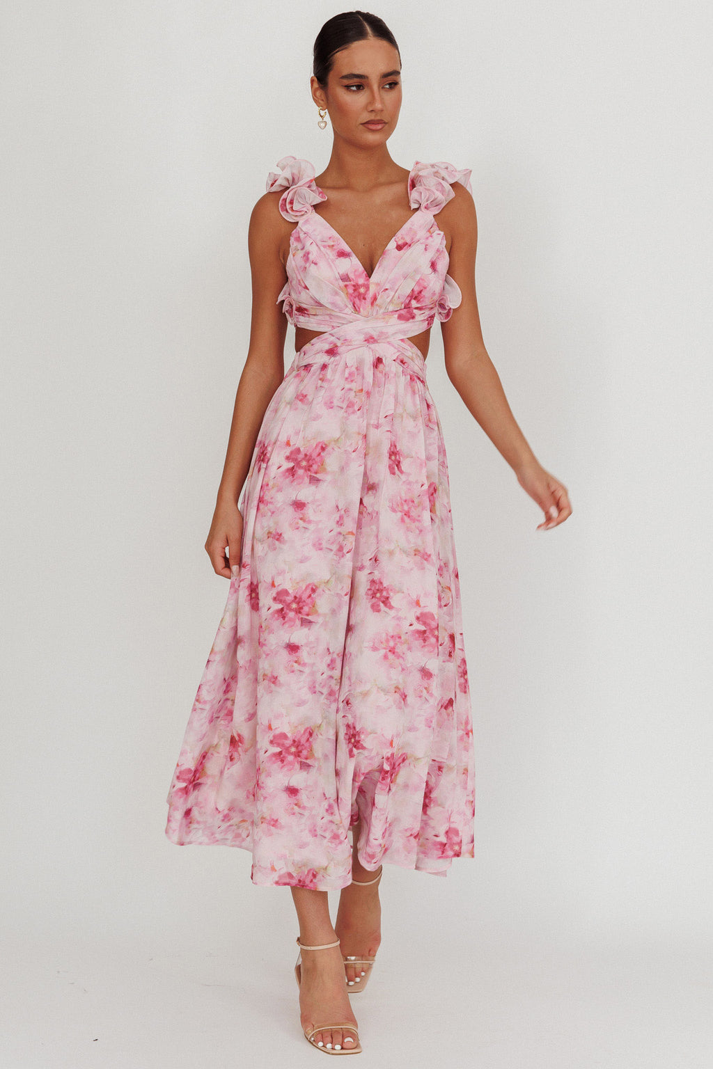 Madara Lace-Up Back Floral Maxi Dress Lilac - XL Madara Lace-Up Back Floral Maxi Dress Lilac - XL