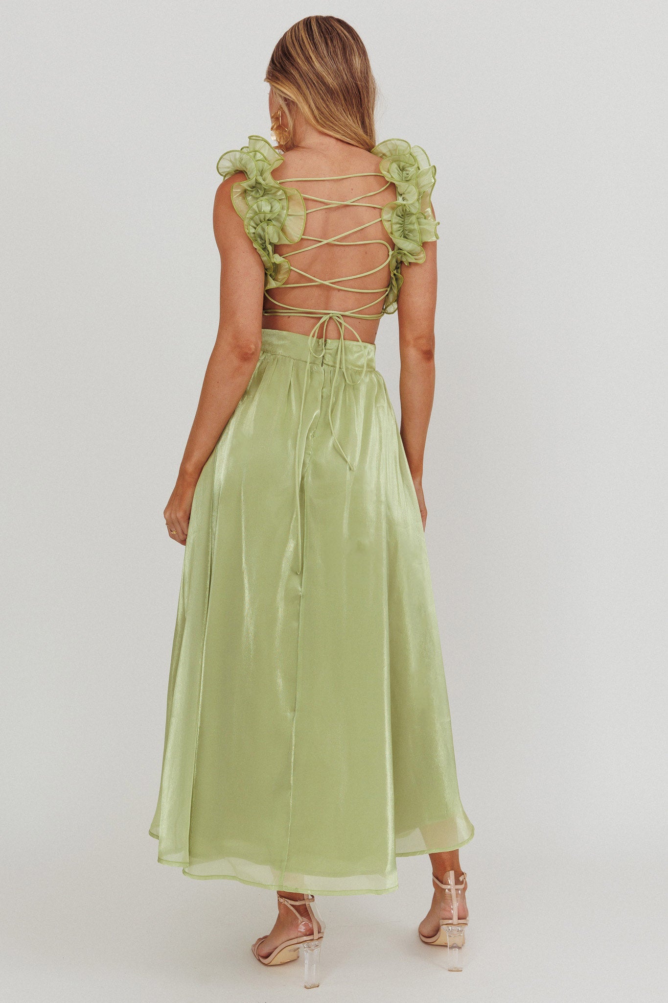 Madara Lace-Up Back Maxi Dress Sage - XS