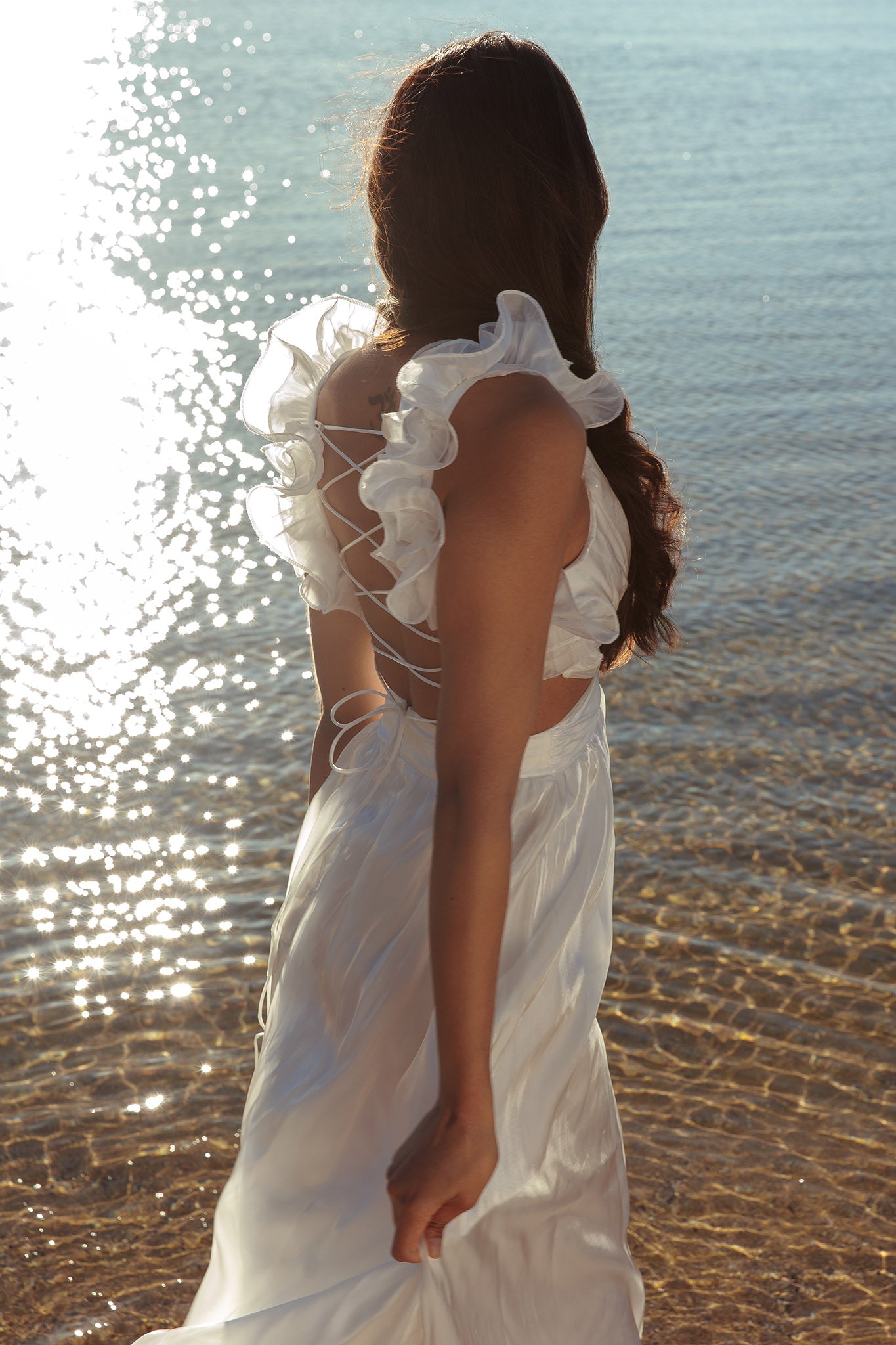 Shop the Madara Lace-Up Back Maxi Dress White - Main Image