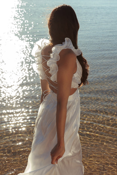 white knot back beach dress Madara Lace-Up Maxi Special Celebration Shoe Size:9.5M Davinci Bridal 50894 Beaded The fabric appears breathable