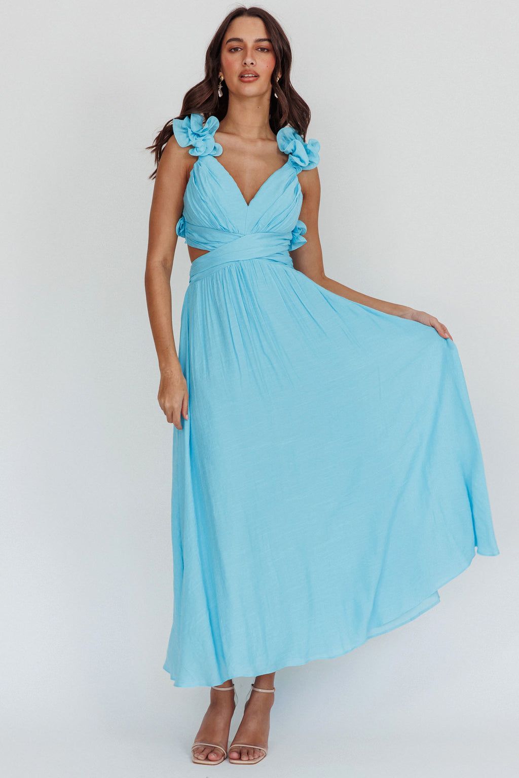 Madara Laced Back Ruffle Dress Blue by Selfie Leslie