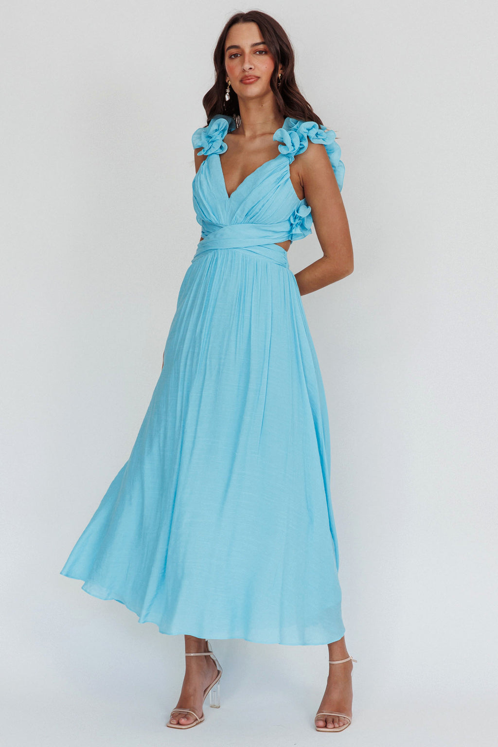 Madara Laced Back Ruffle Dress Blue by Selfie Leslie