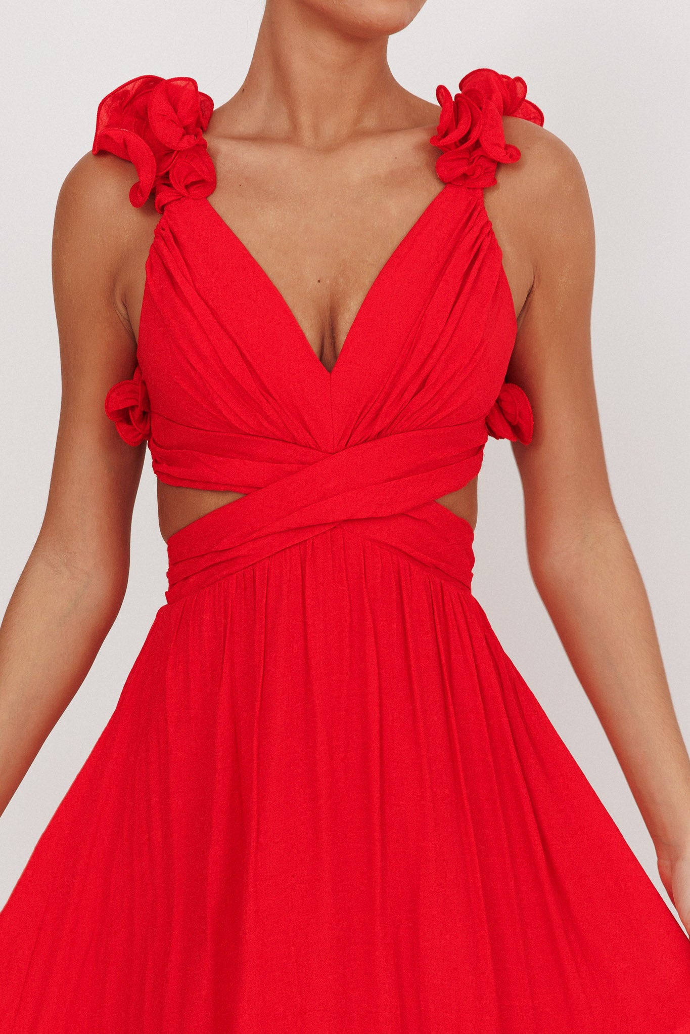 Madara Laced Back Ruffle Dress Red by Selfie Leslie