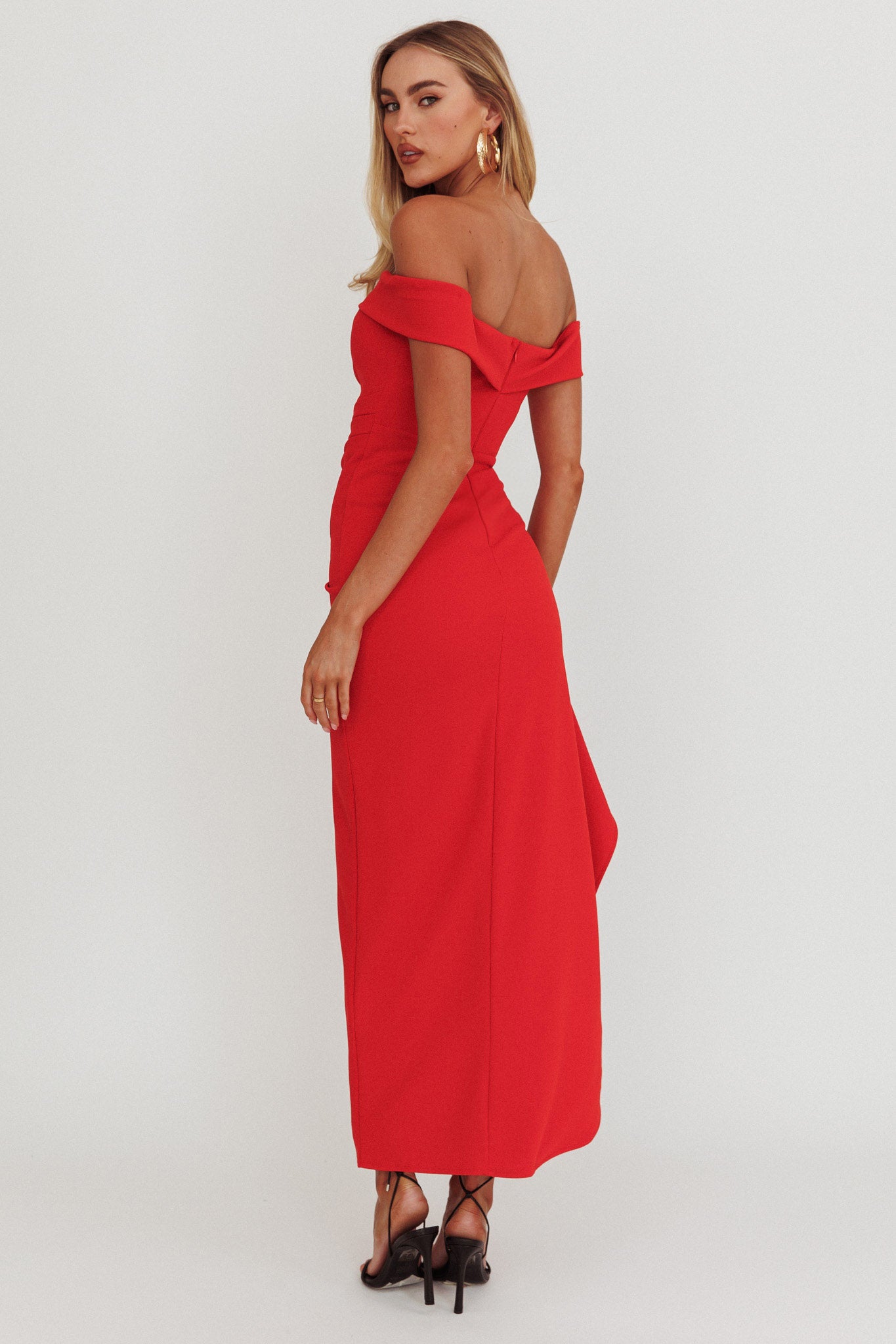 Cha Cha Strapless Thigh Split Dress Red by Selfie Leslie