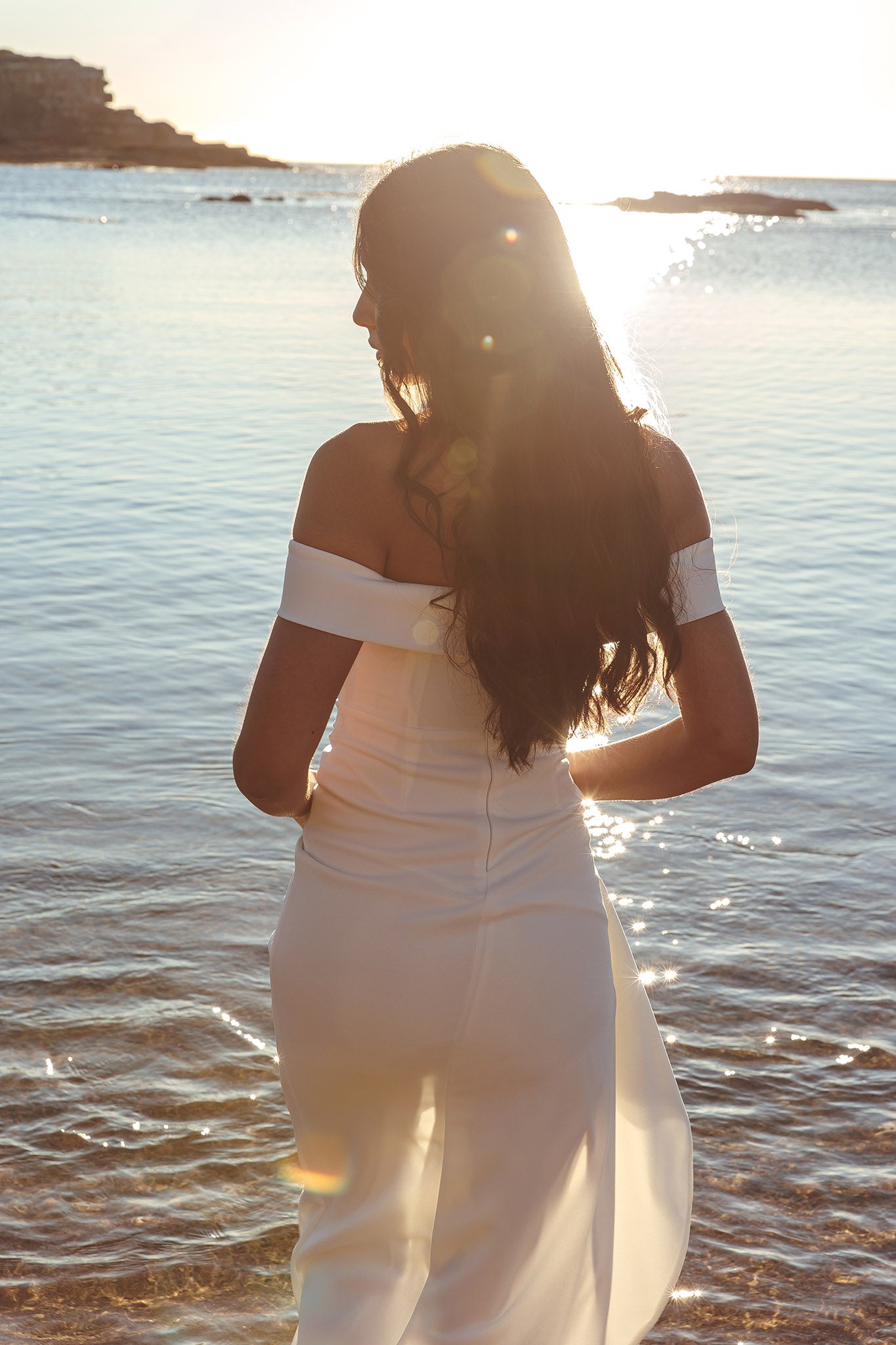 Cha Cha Off Shoulder Thigh Split Maxi Dress Off White by Selfie Leslie