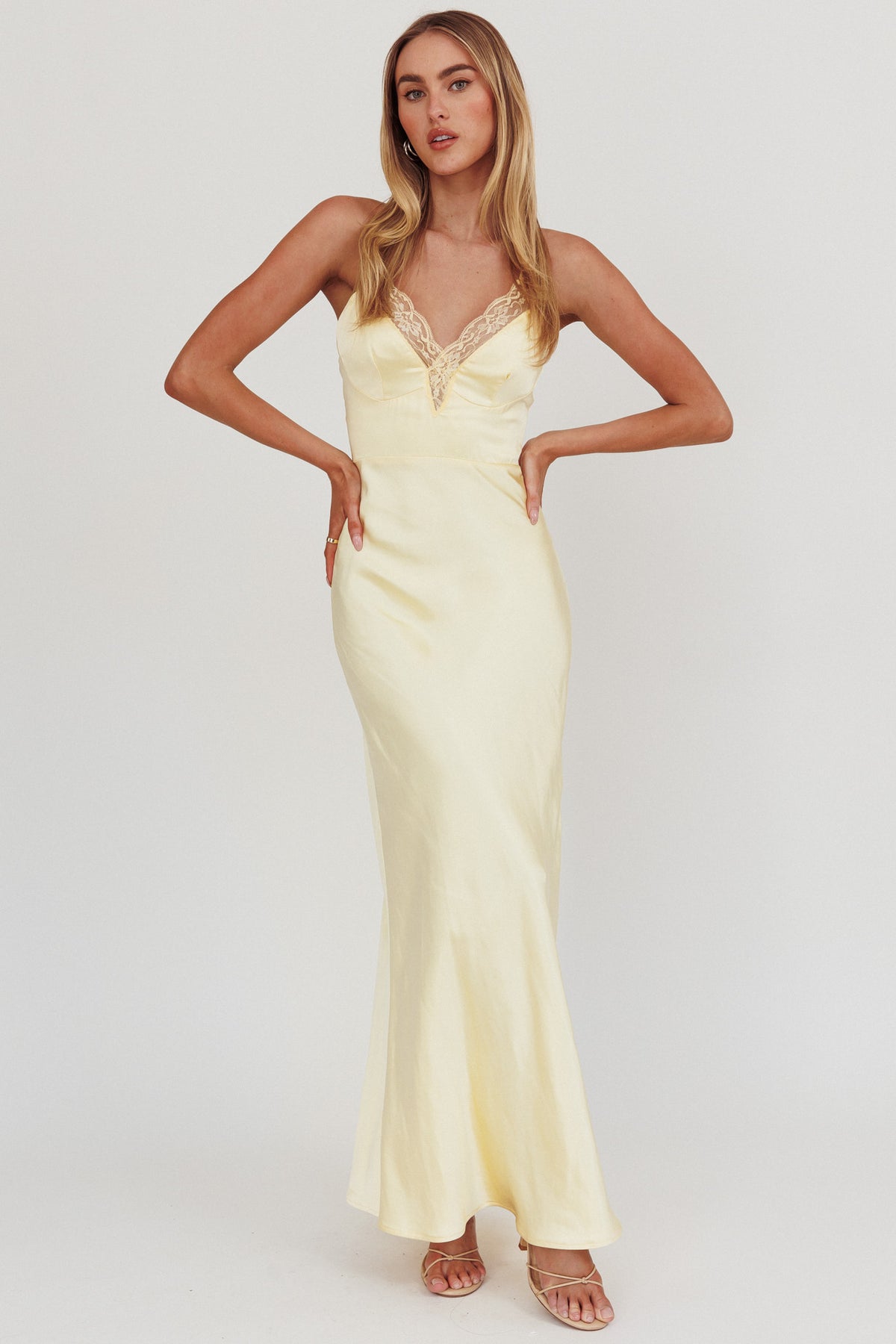 love lemon dress Summer Of Lace Trim Maxi embellished minimal look neckline with adjustable tie Men's Sky Finest Cotton size:38