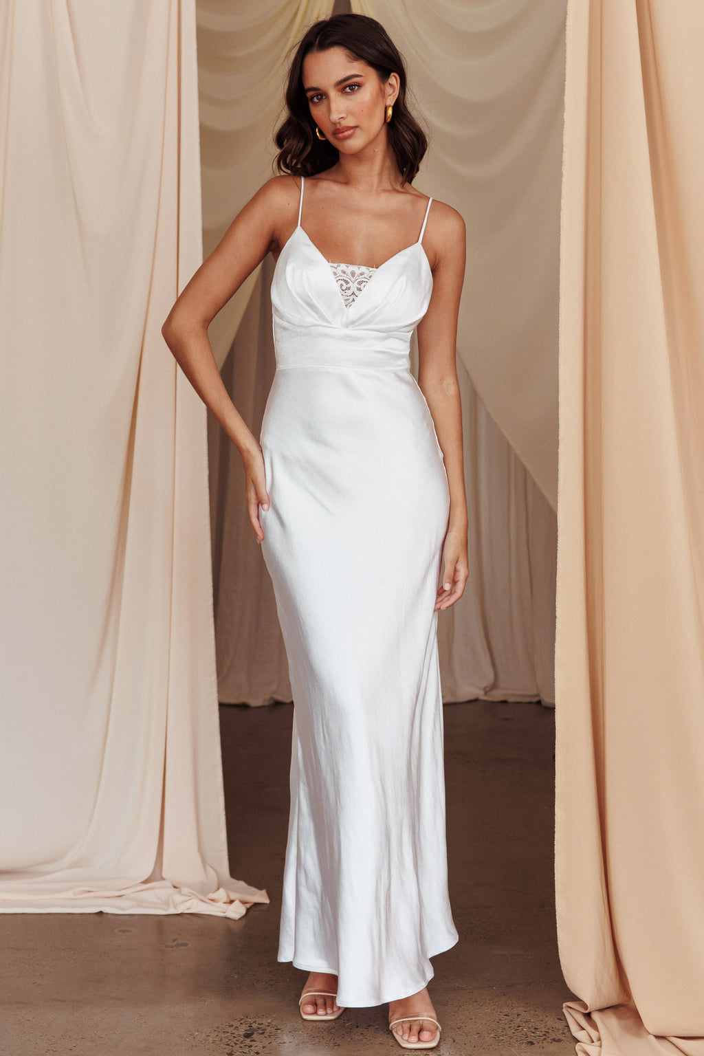 Summer Of Love Lace Insert Maxi Dress White by Selfie Leslie