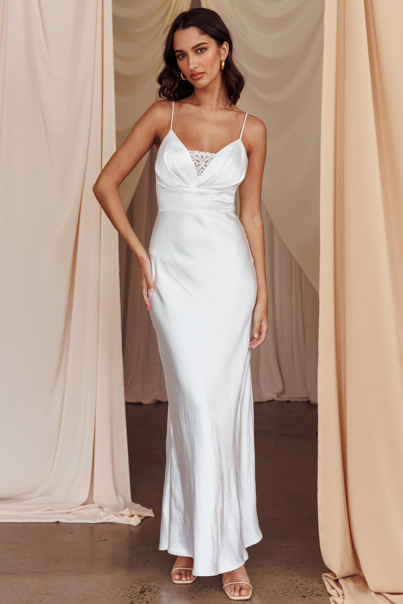 Summer Of Love Lace Insert Maxi Dress White by Selfie Leslie