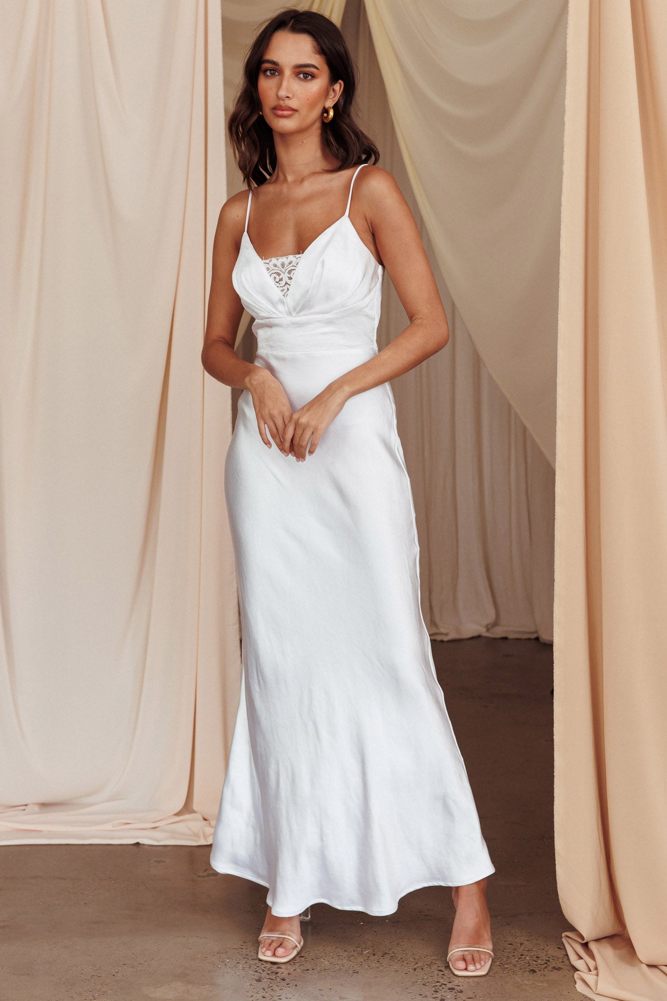 white slip dress maxi Summer Of Love Lace Insert Maxi Dress White