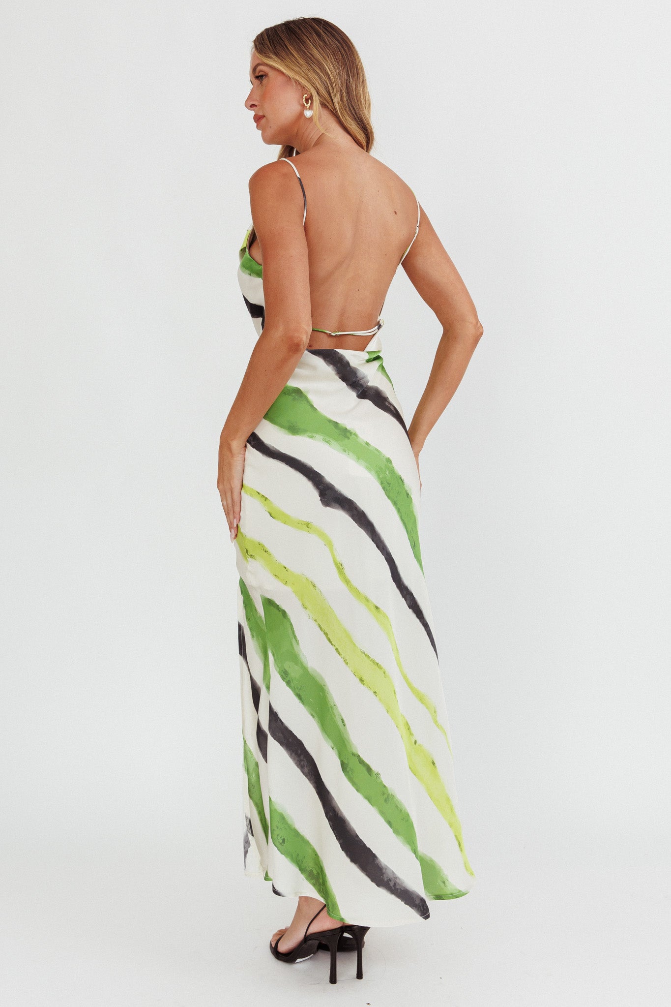 Blondine Cowl Bust Split Maxi Dress Green by Selfie Leslie