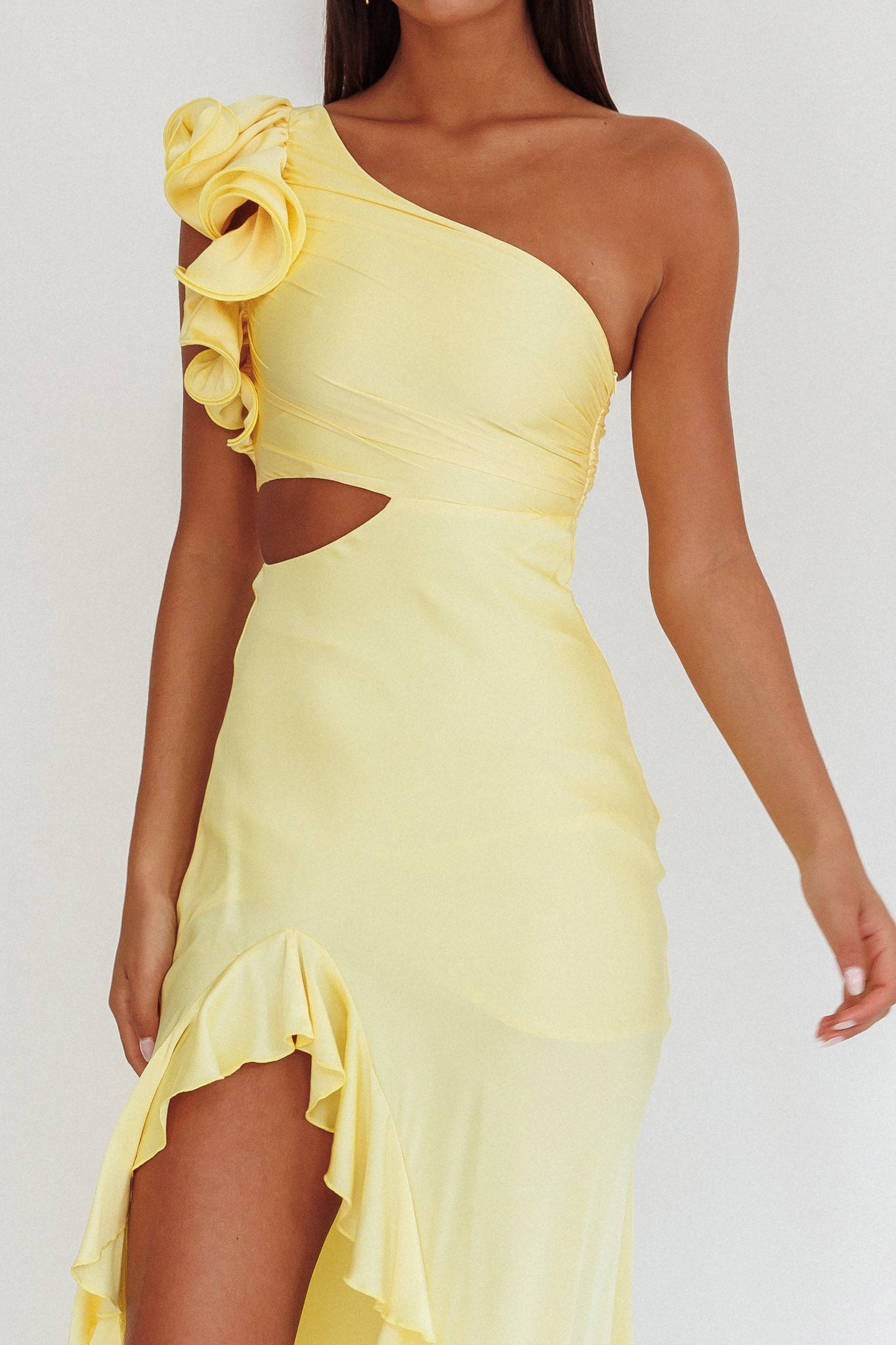 Deanna One-Shoulder Split Maxi Dress Yellow Deanna One-Shoulder Split Maxi Dress Yellow