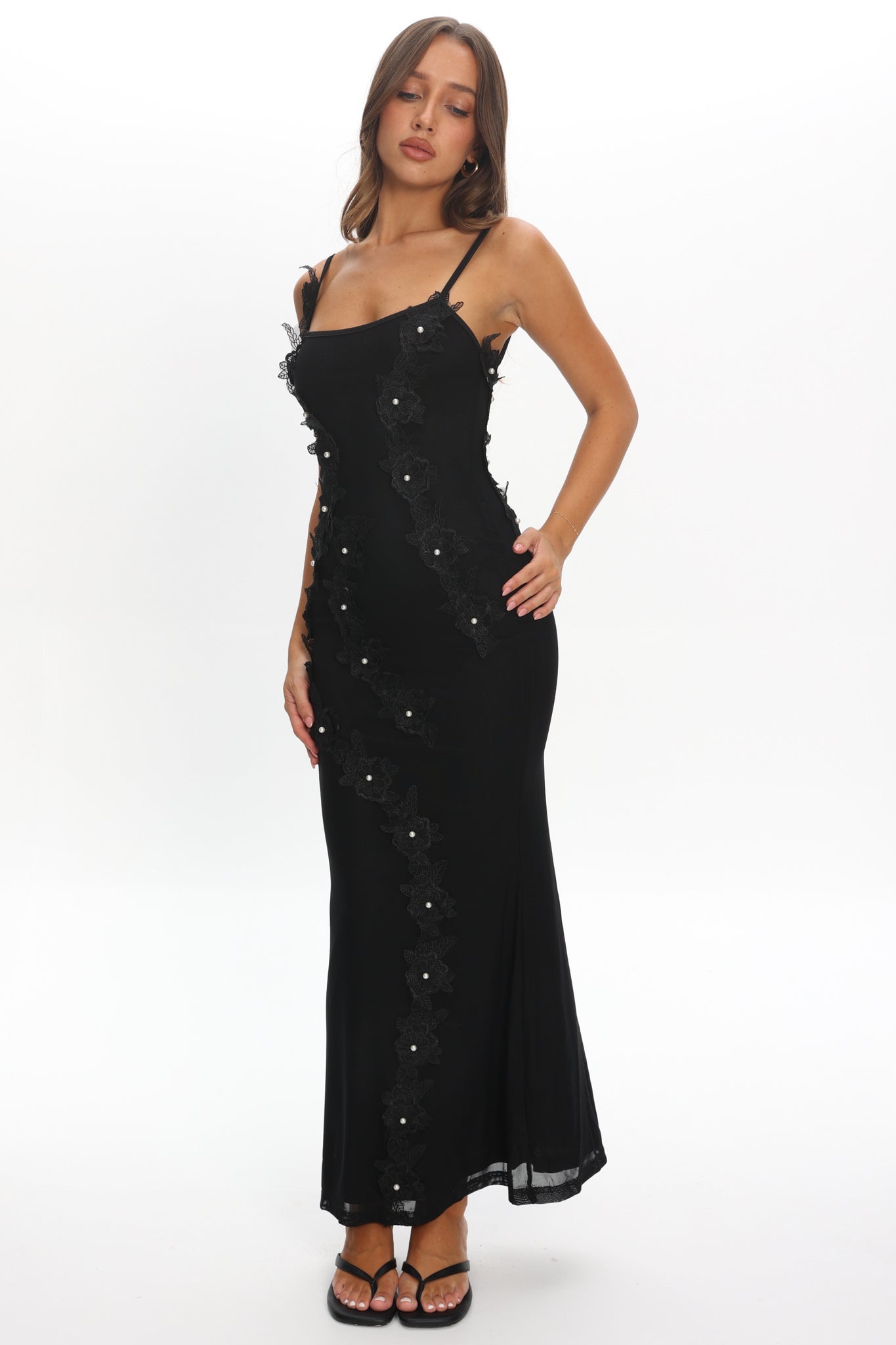 infinite glory black maxi dress Like I'm Dreaming Floral Pearl Maxi Dress Black S