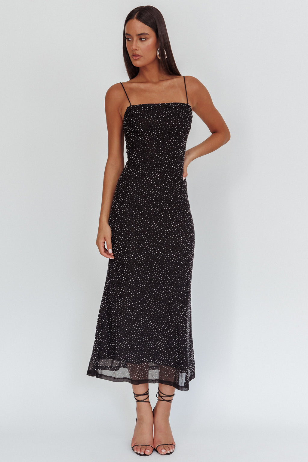 Days Ahead Rhinestone Overlay Maxi Dress Black by Selfie Leslie