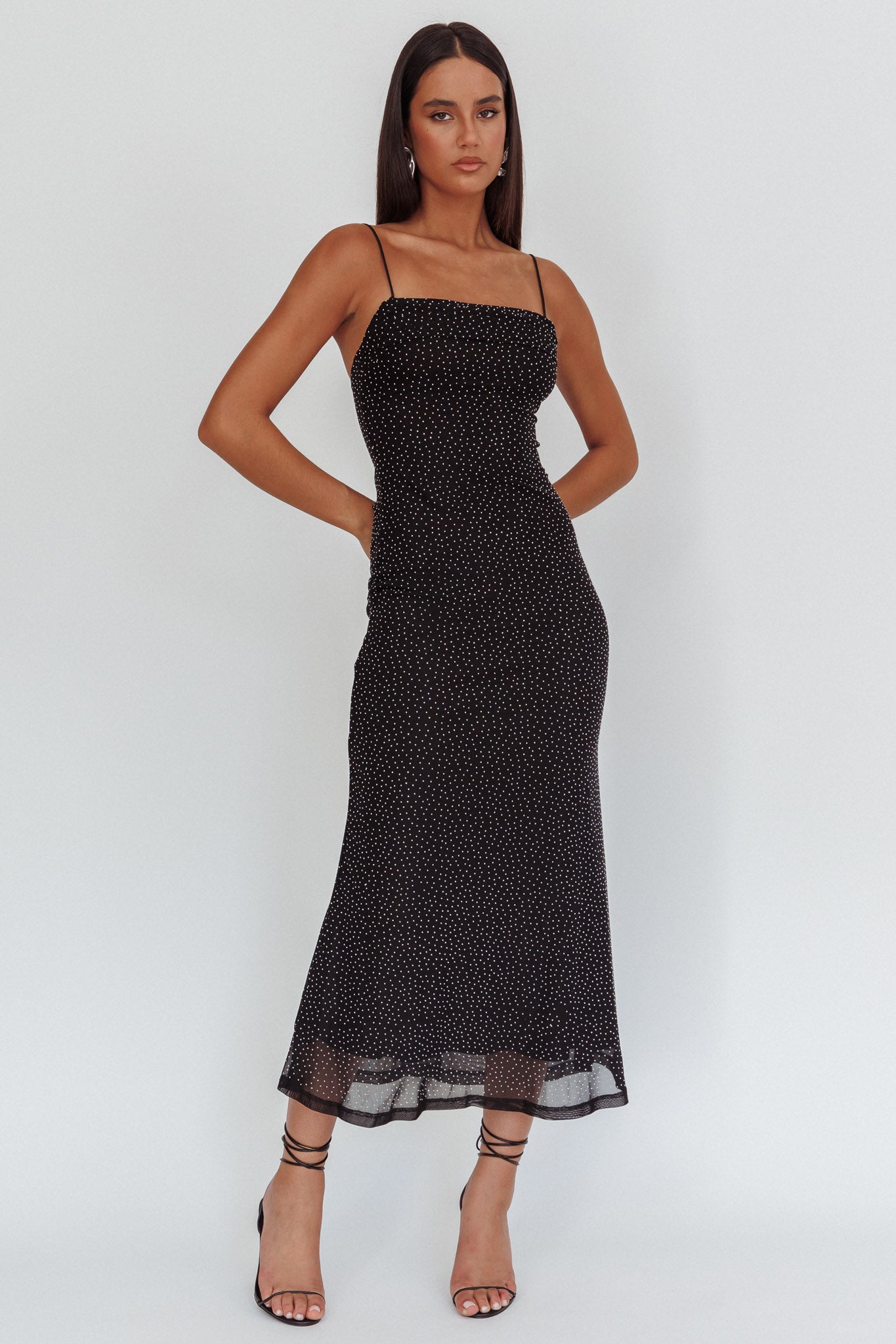 Days Ahead Rhinestone Overlay Maxi Dress Black by Selfie Leslie