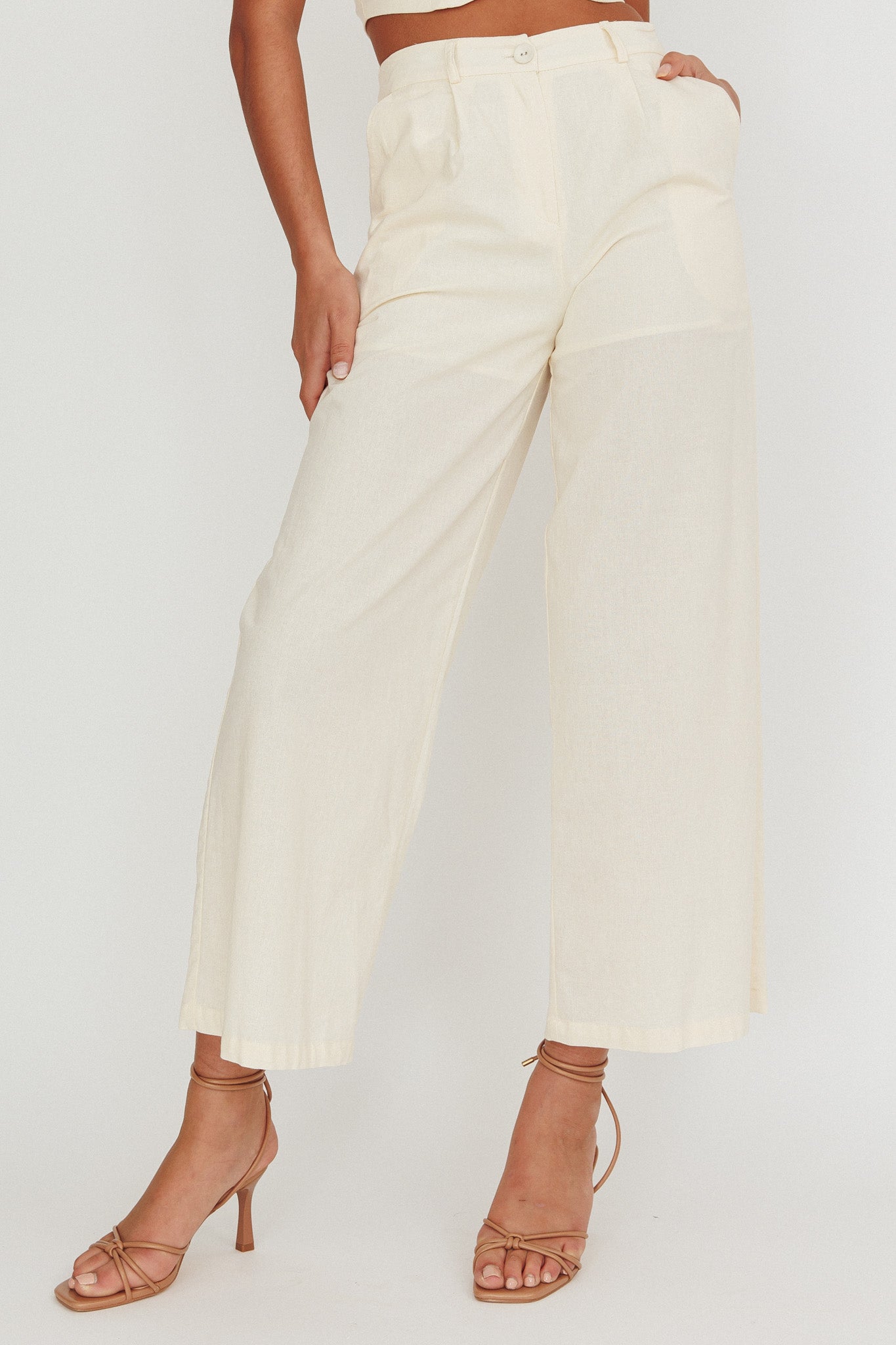 Breathless Wide Leg Pant Oat by Selfie Leslie