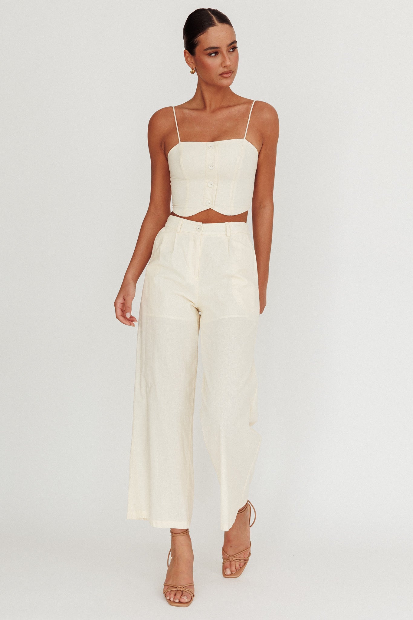Breathless Wide Leg Pant Oat by Selfie Leslie