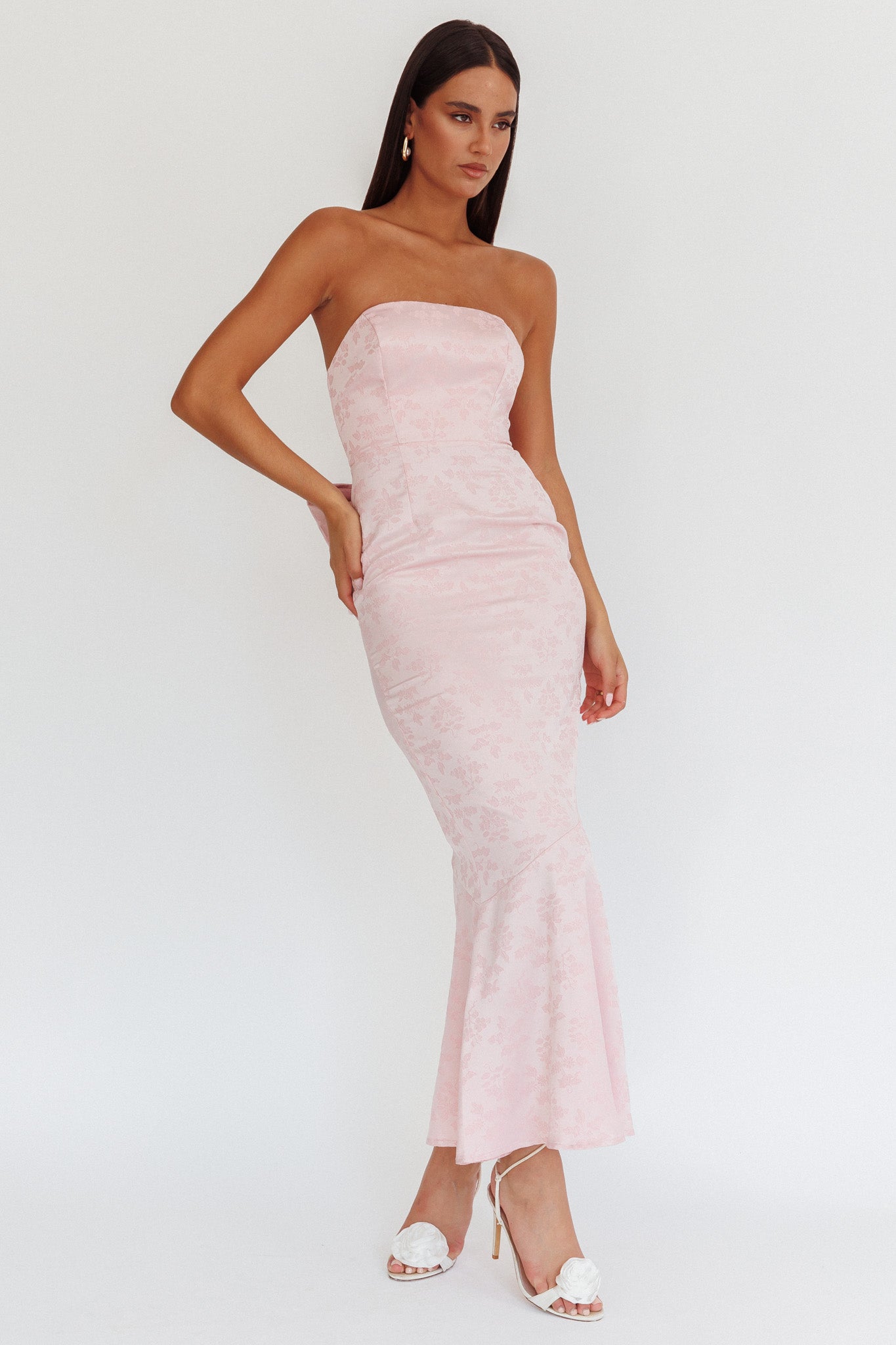 Melty Kisses Bow Back Maxi Dress Pink by Selfie Leslie