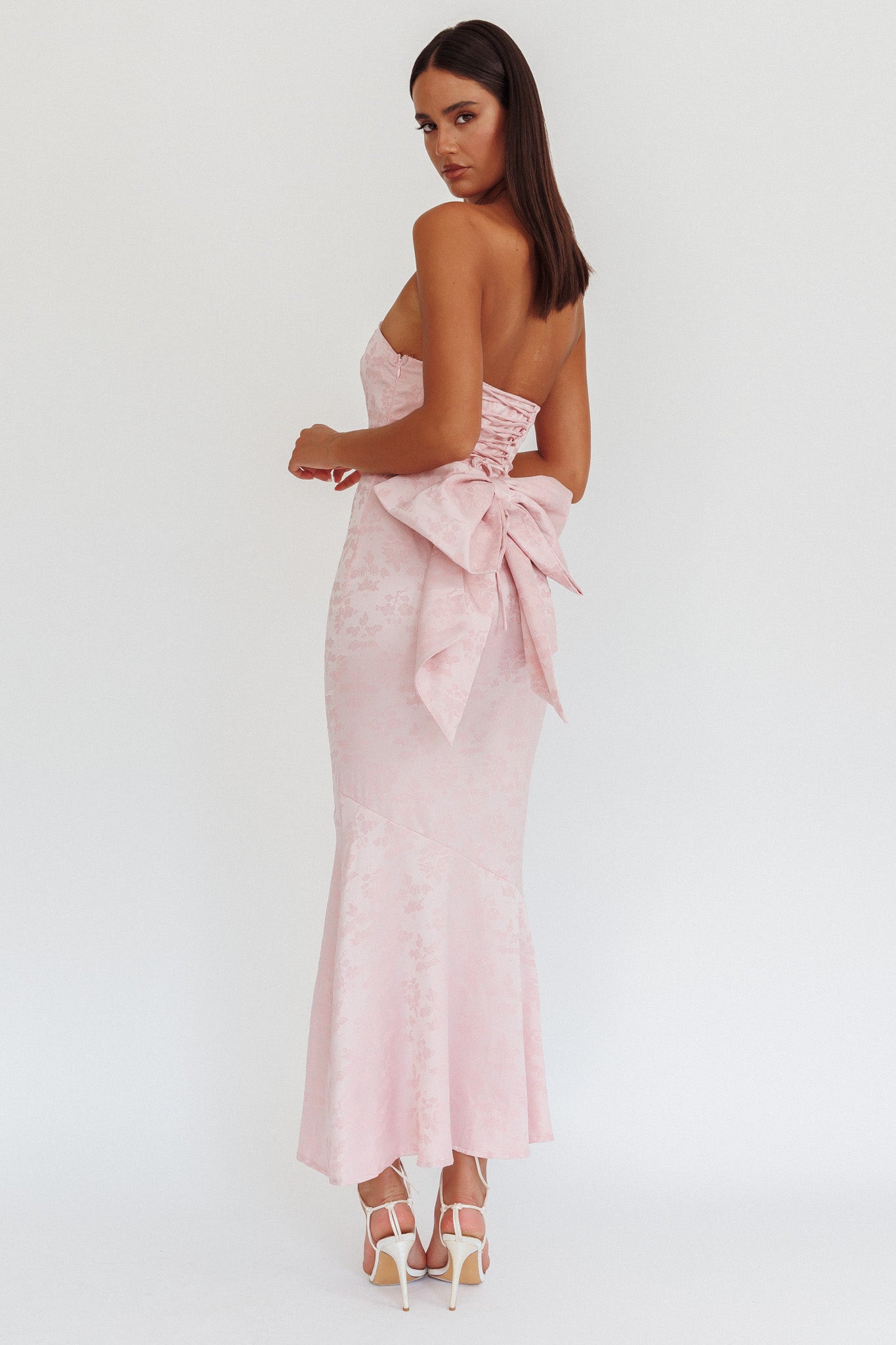 Melty Kisses Bow Back Maxi Dress Pink by Selfie Leslie